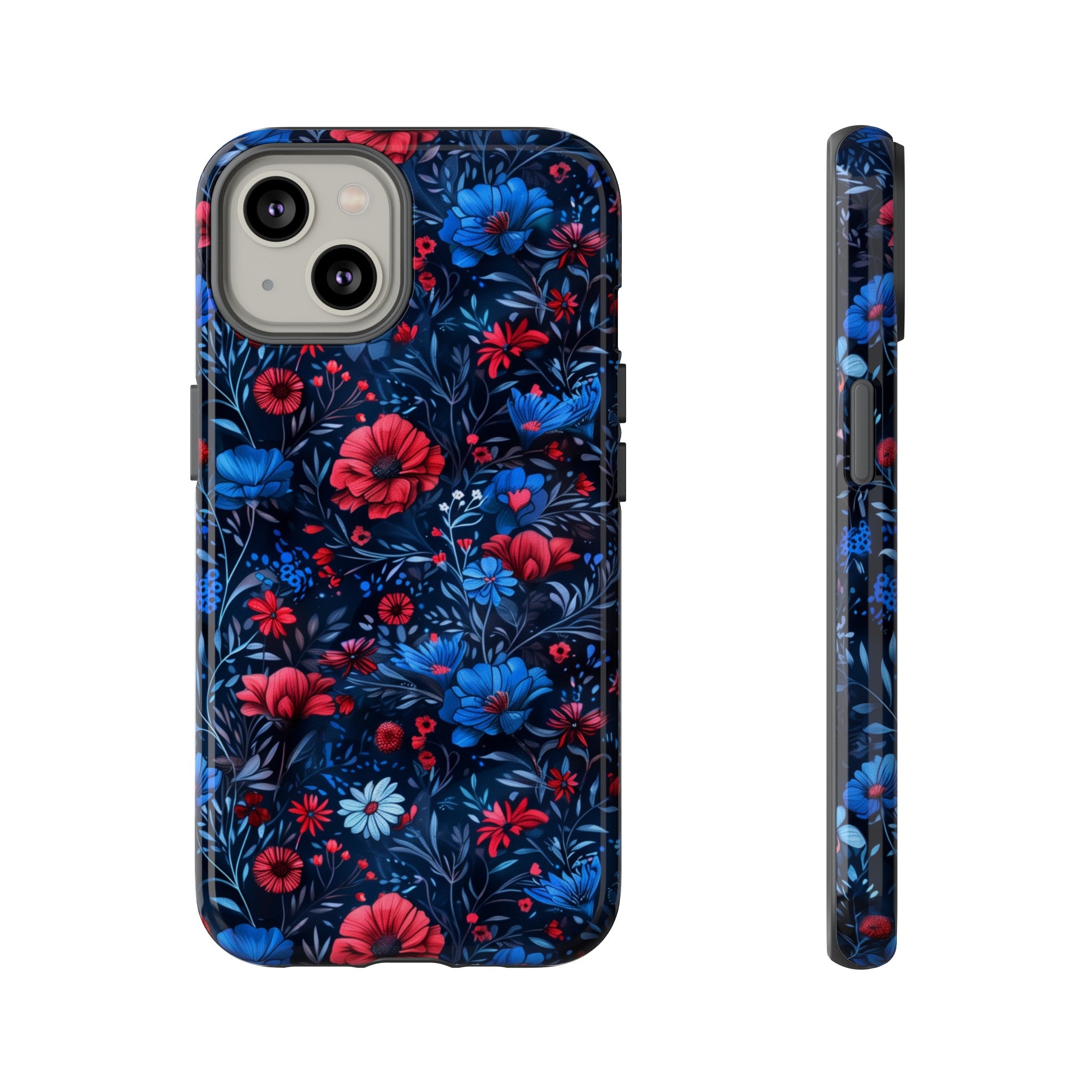 Blue Red Flower Garden Tough Case