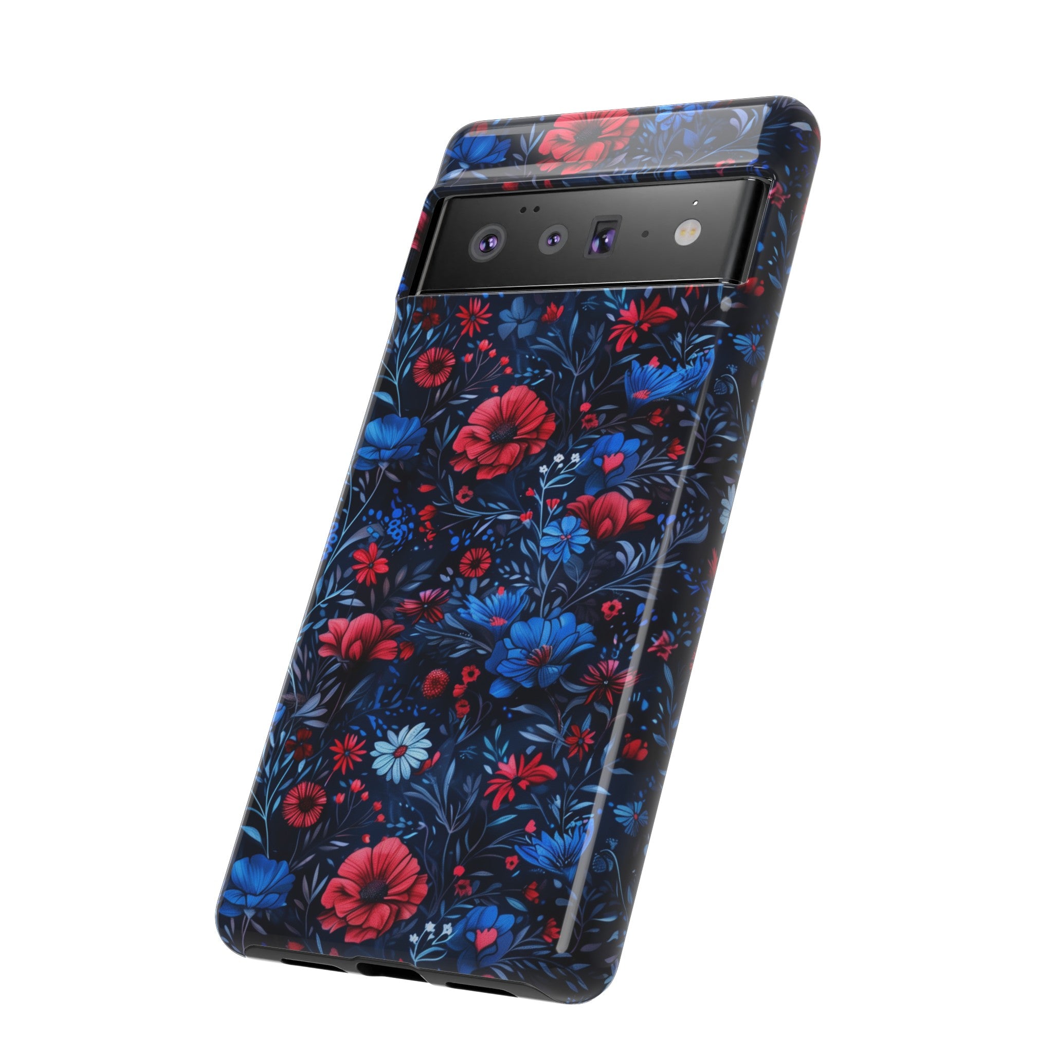 Blue Red Flower Garden Tough Case