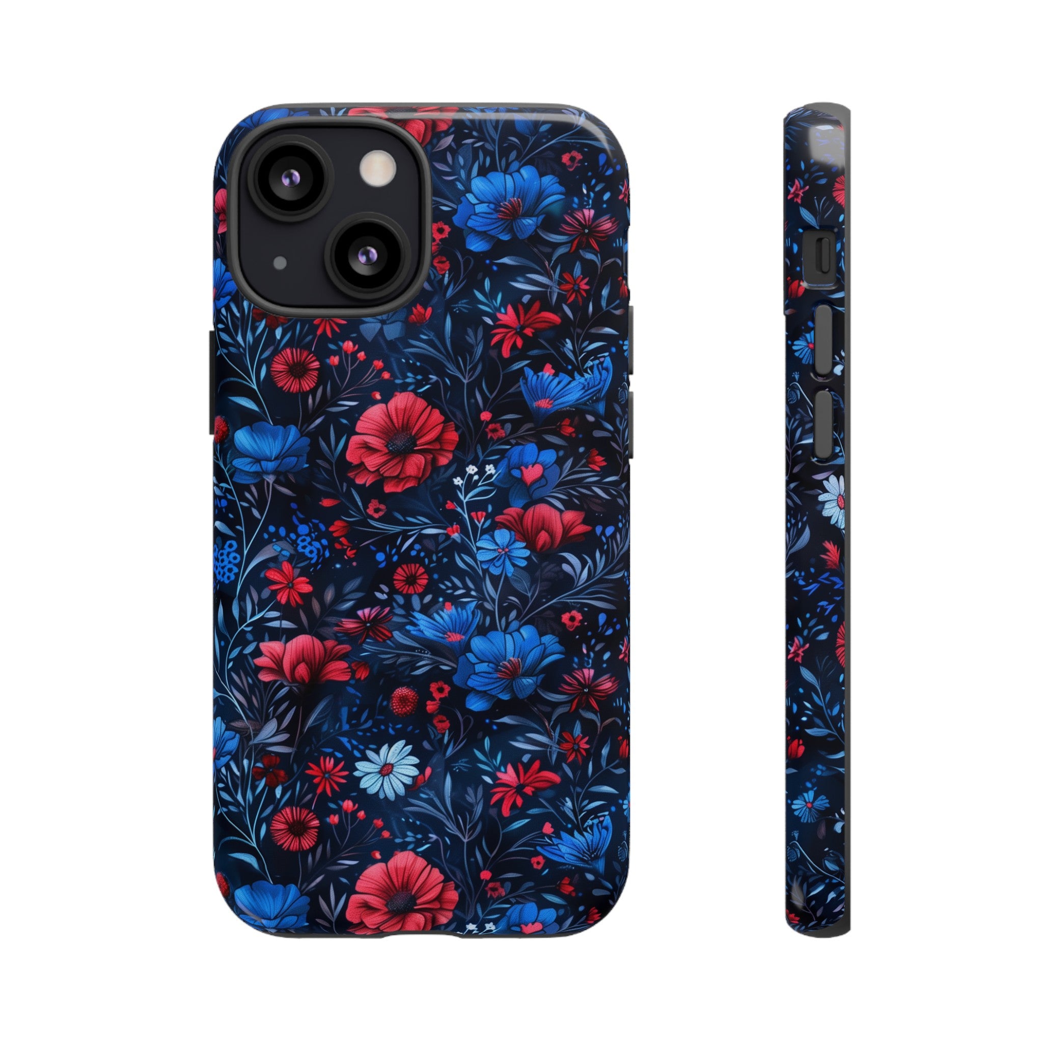 Blue Red Flower Garden Tough Case