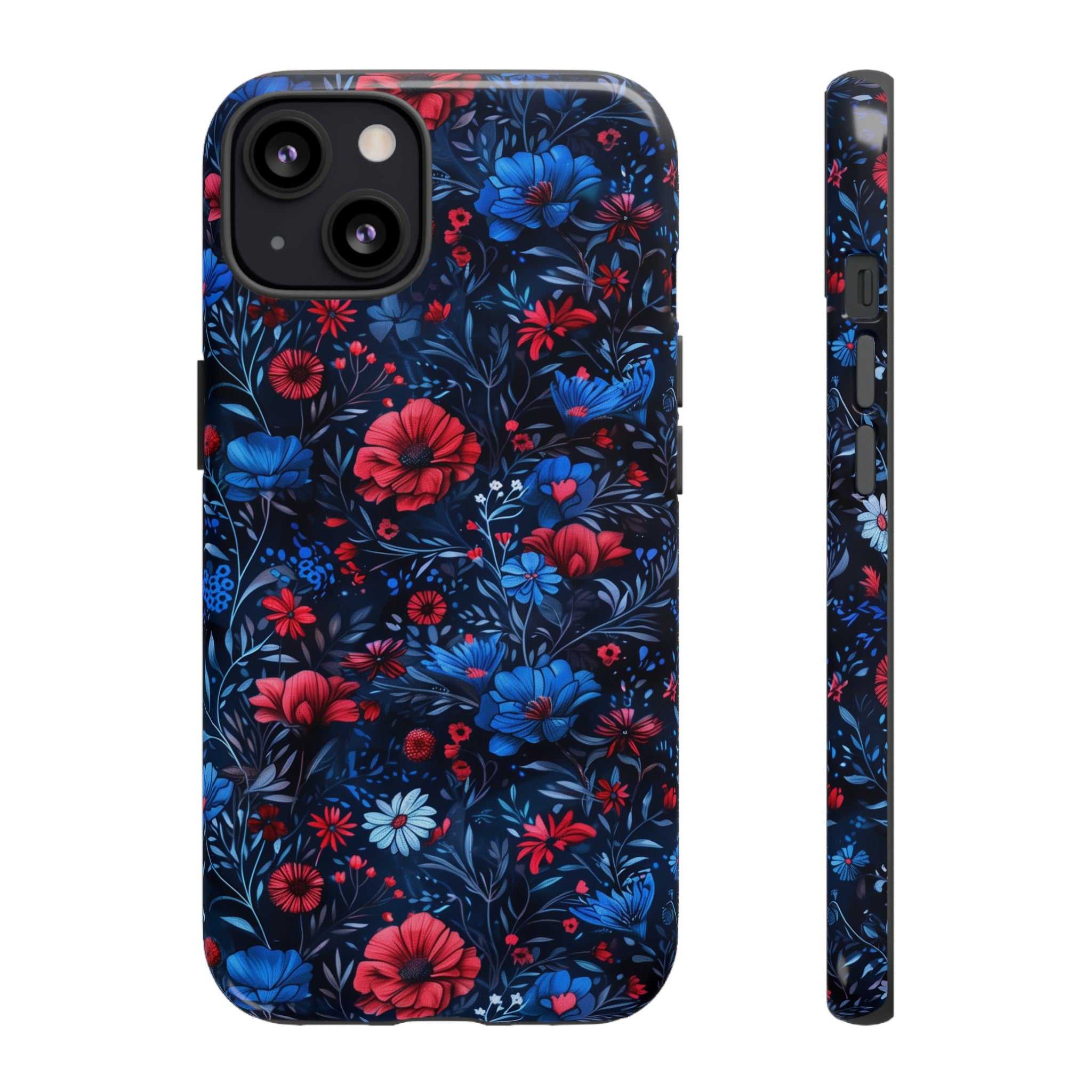 Blue Red Flower Garden Tough Case