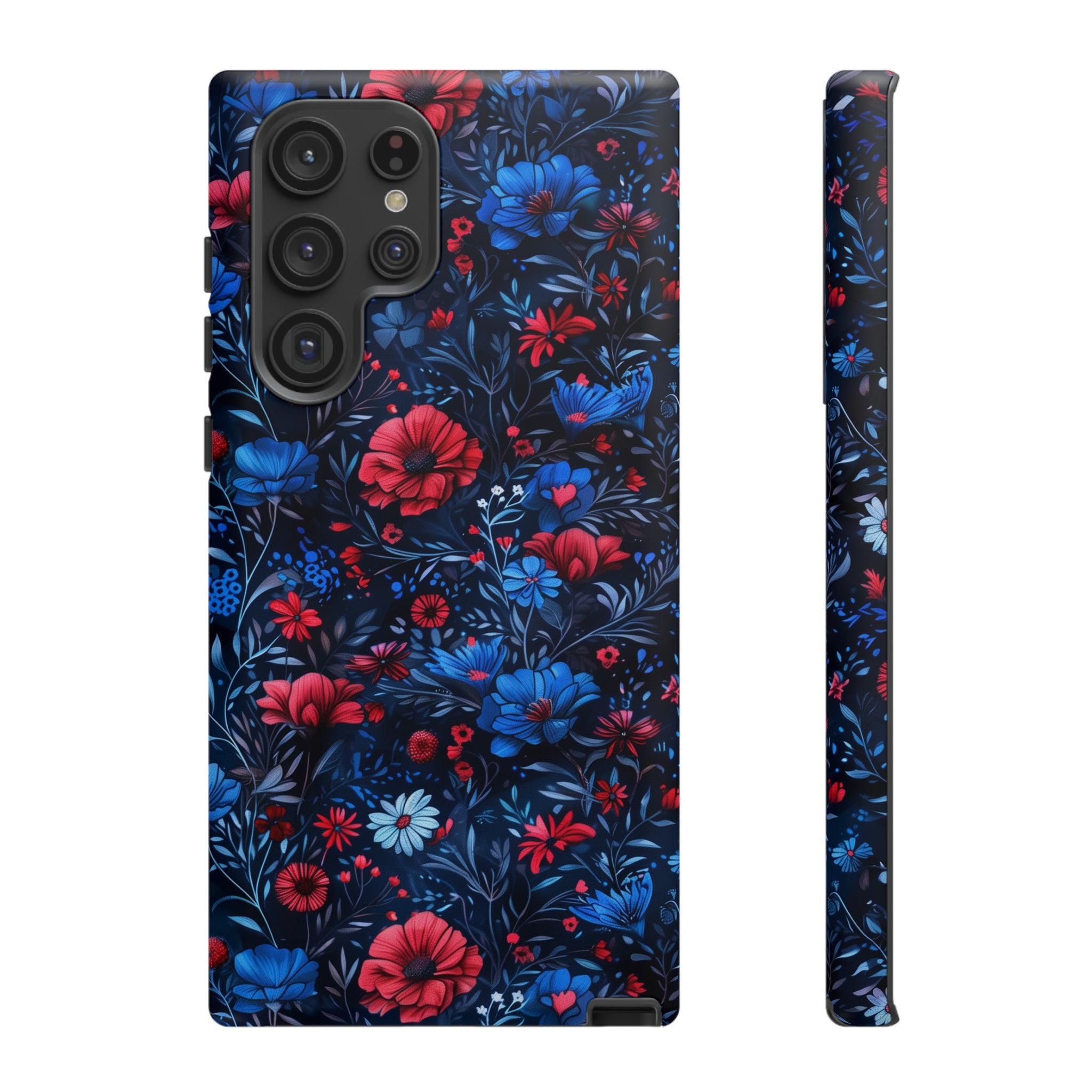 Blue Red Flower Garden Tough Case