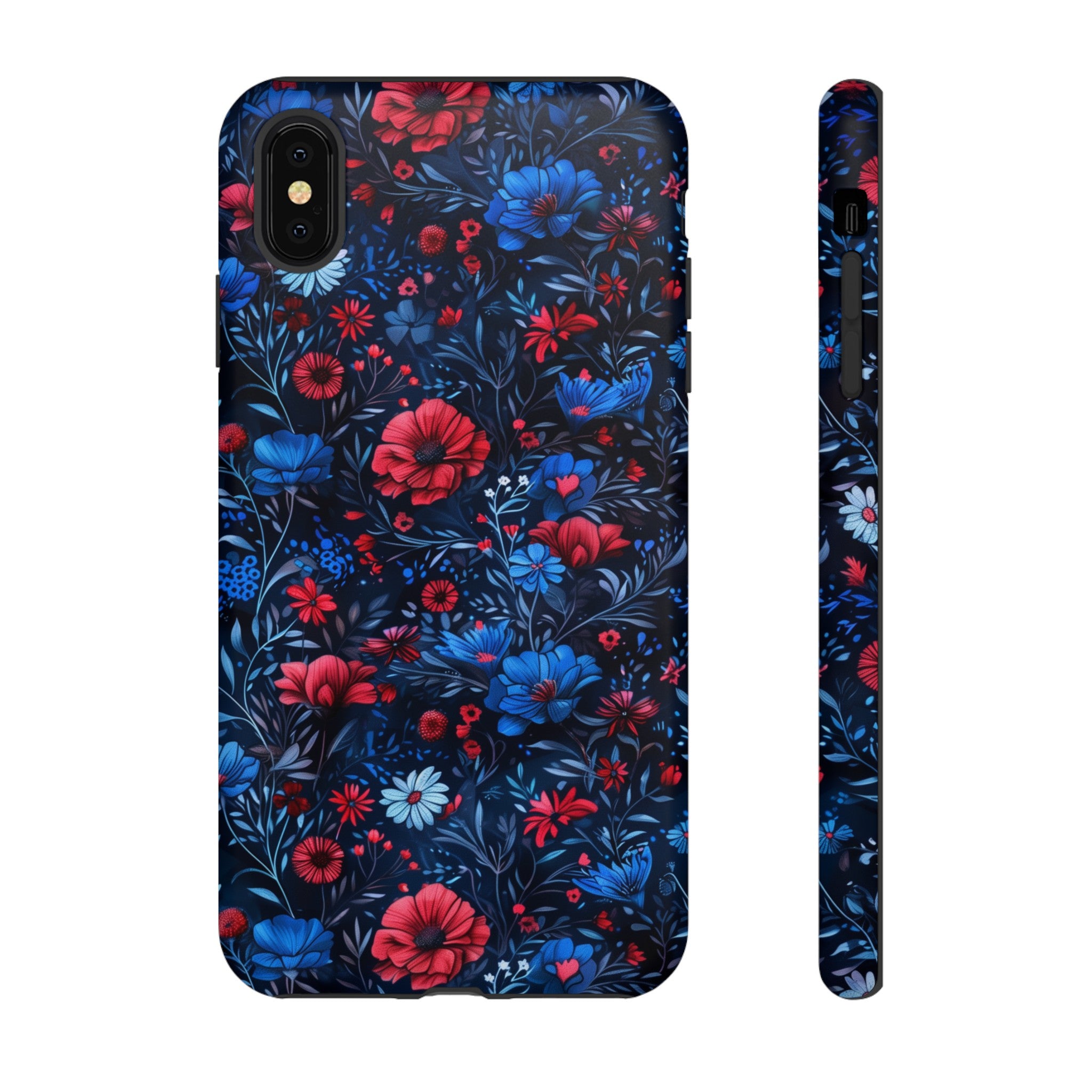 Blue Red Flower Garden Tough Case