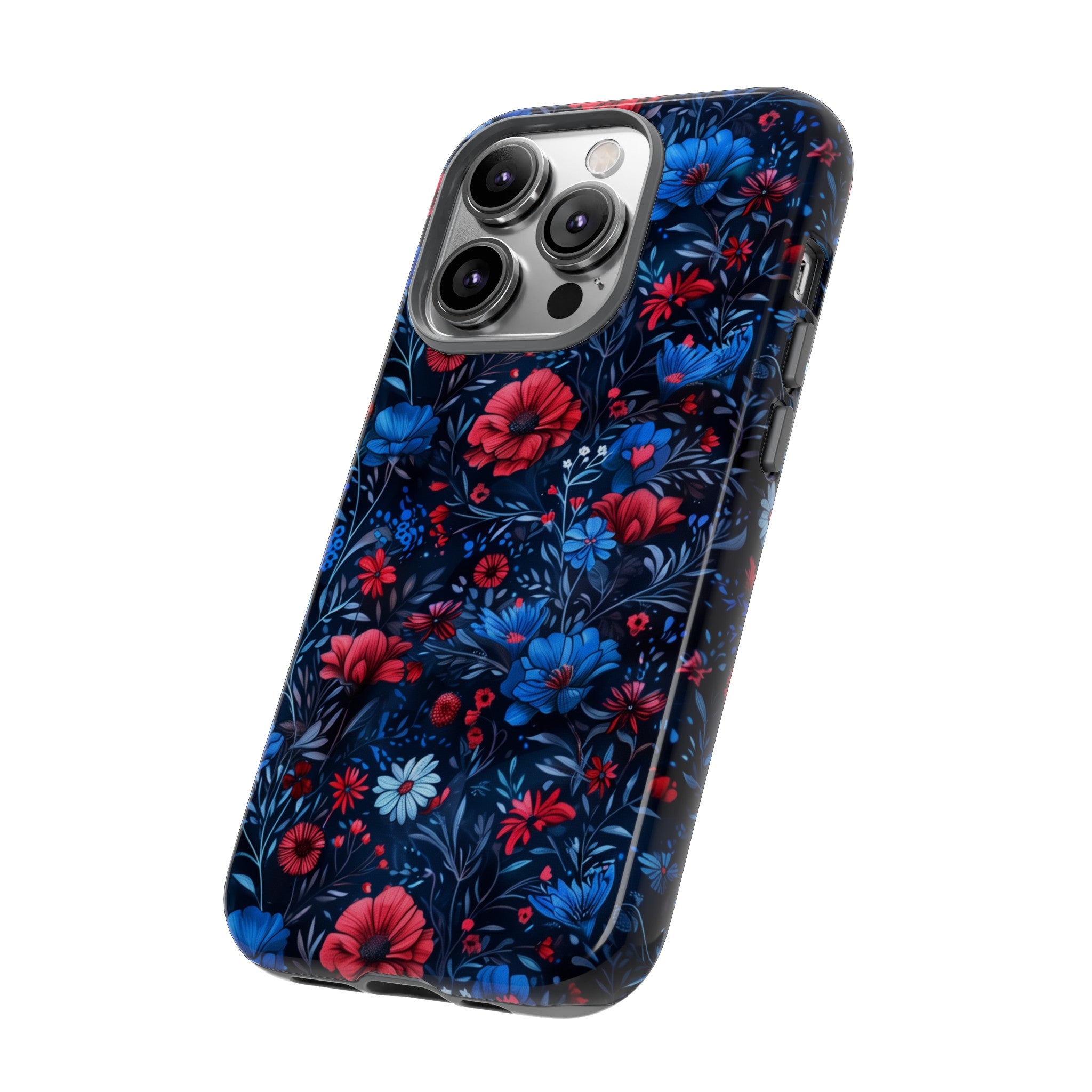 Blue Red Flower Garden Tough Case