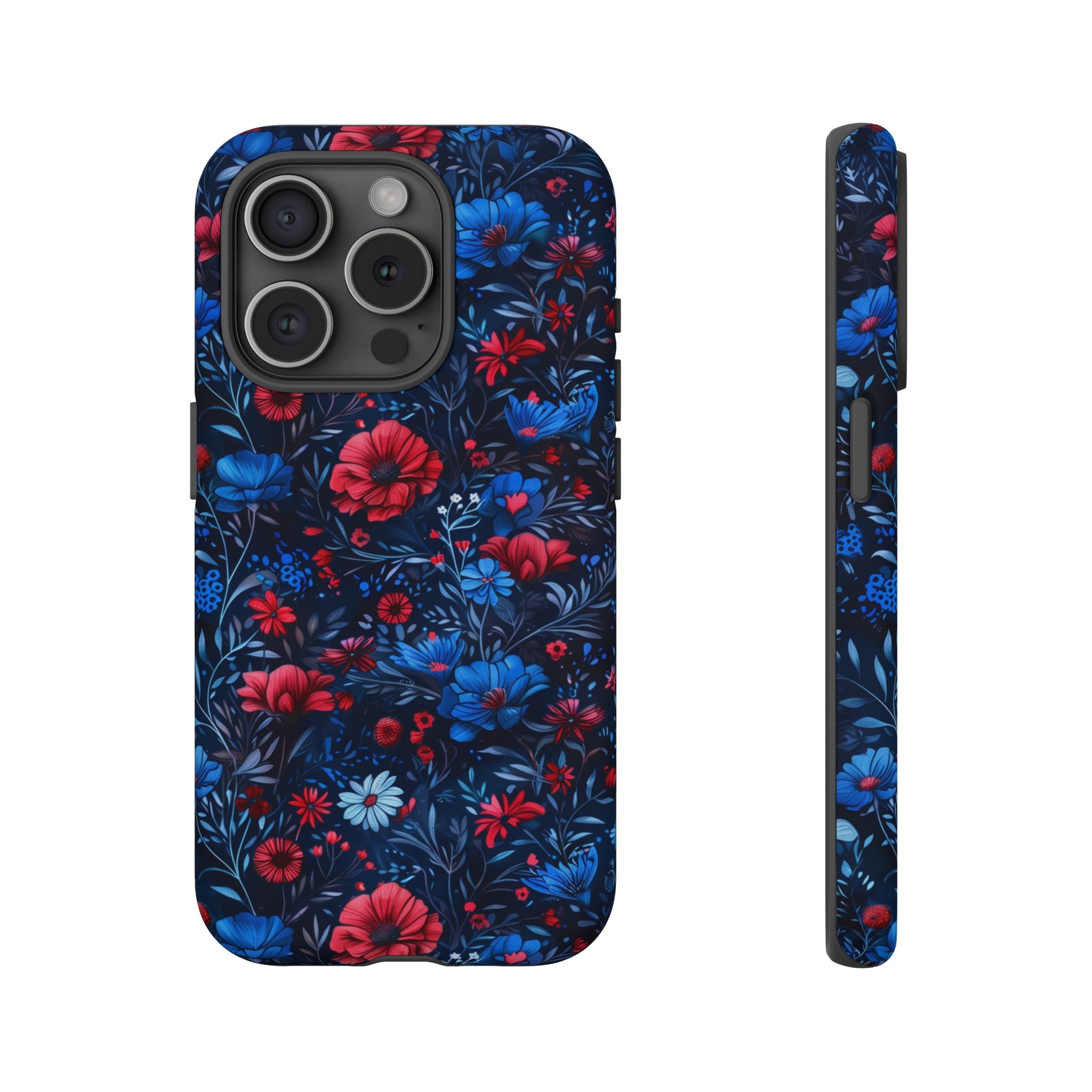 Blue Red Flower Garden Tough Case