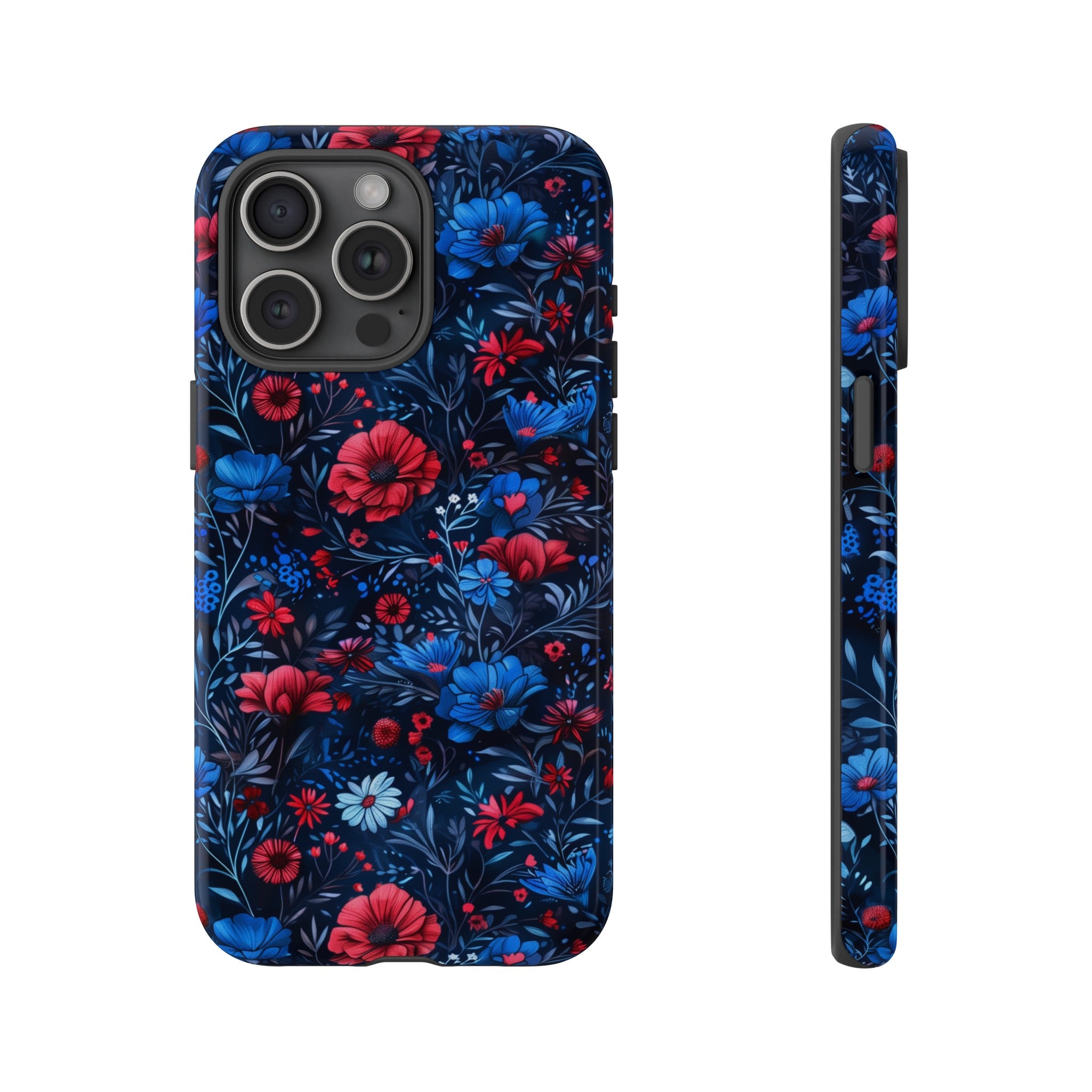 Blue Red Flower Garden Tough Case