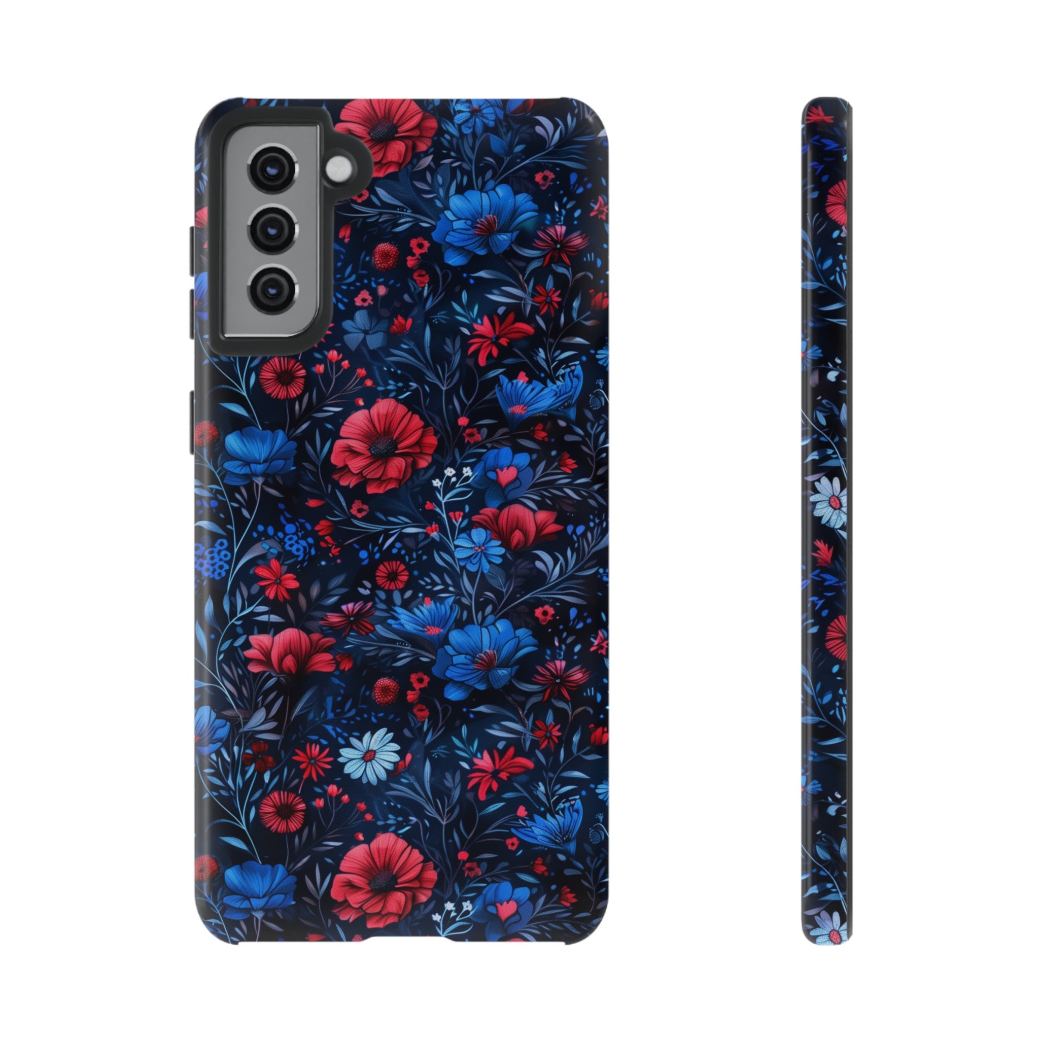 Blue Red Flower Garden Tough Case