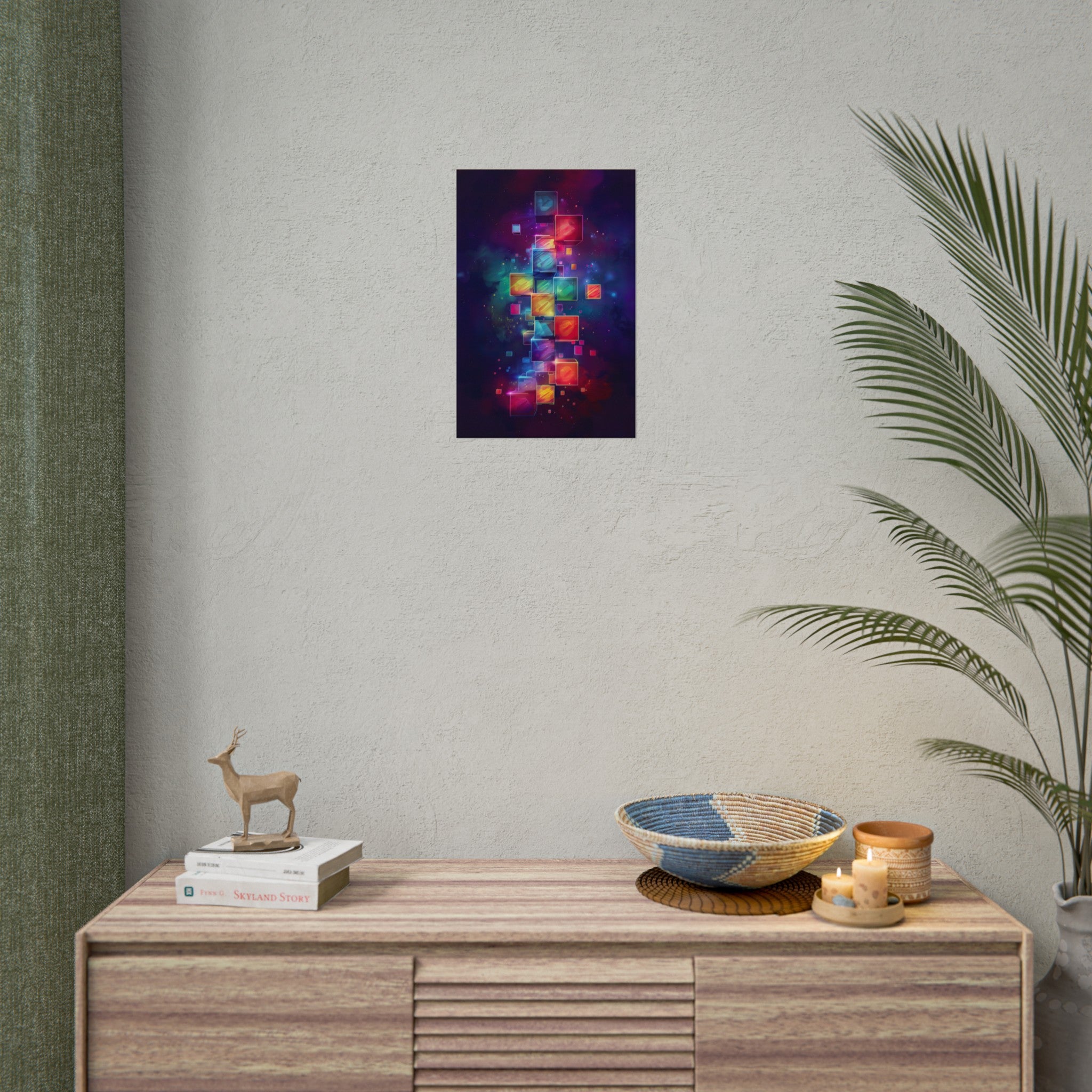 Tetris Neon Blocks Poster