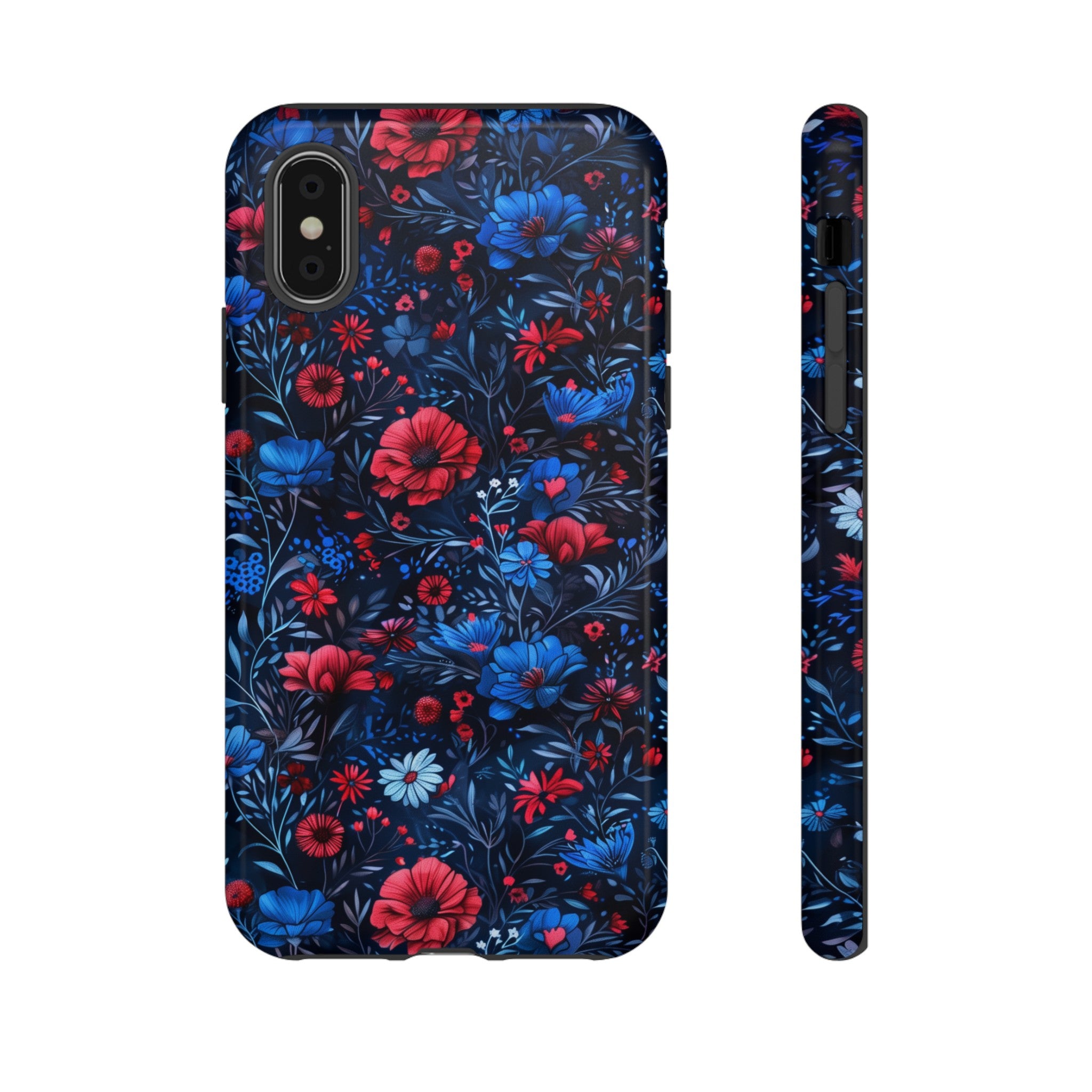 Blue Red Flower Garden Tough Case