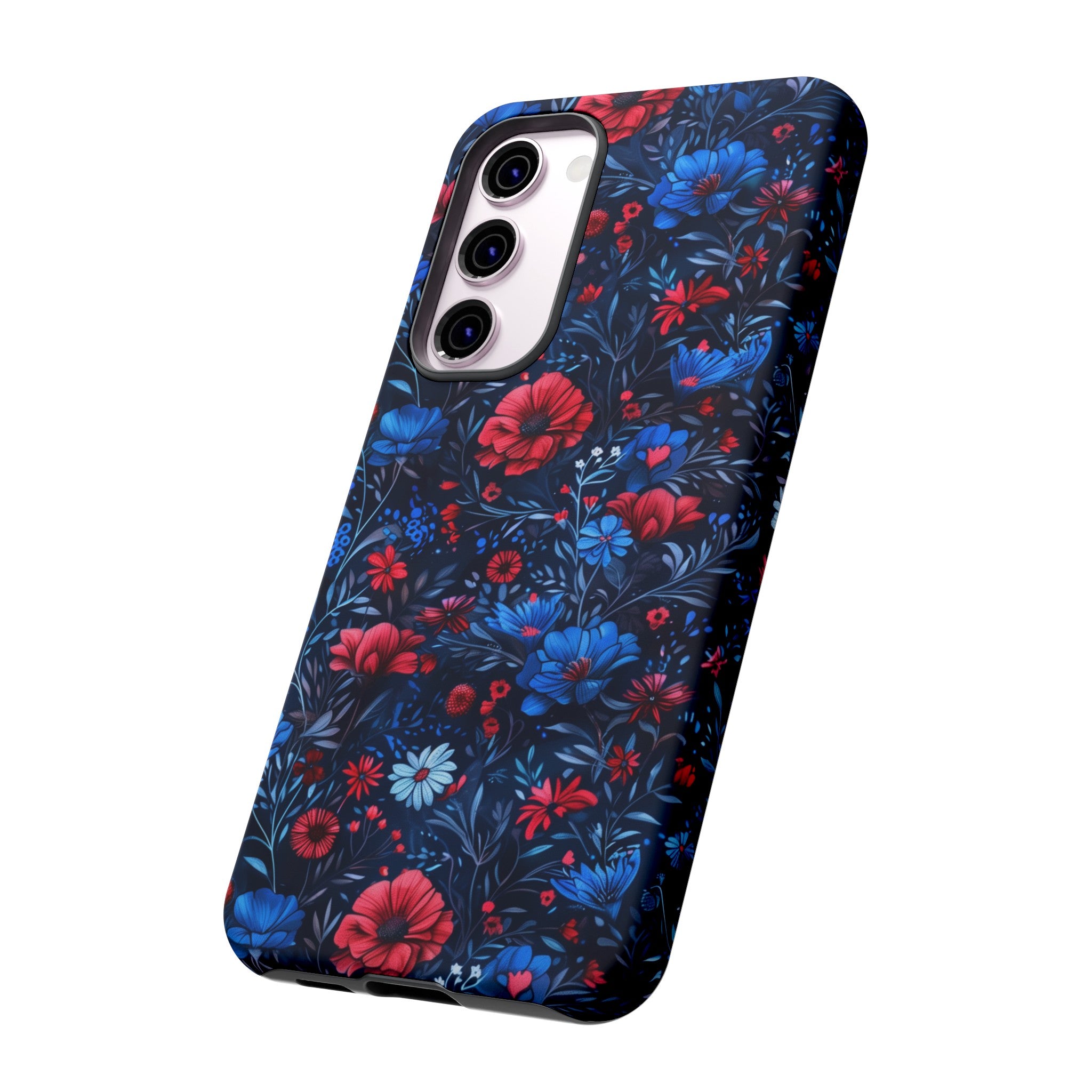 Blue Red Flower Garden Tough Case