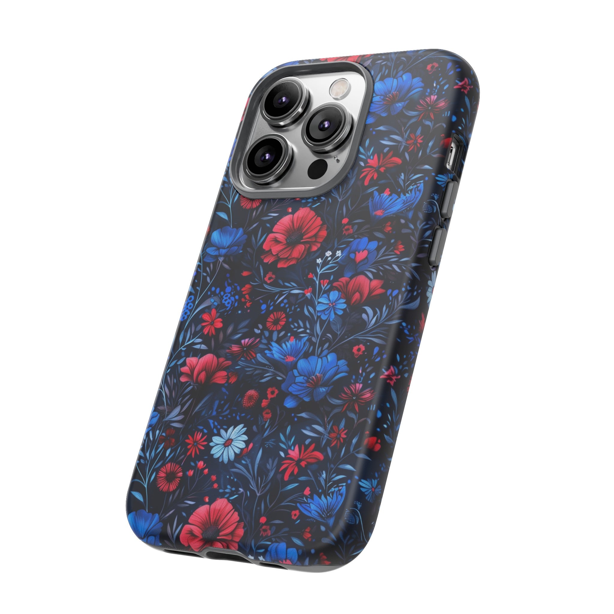 Blue Red Flower Garden Tough Case