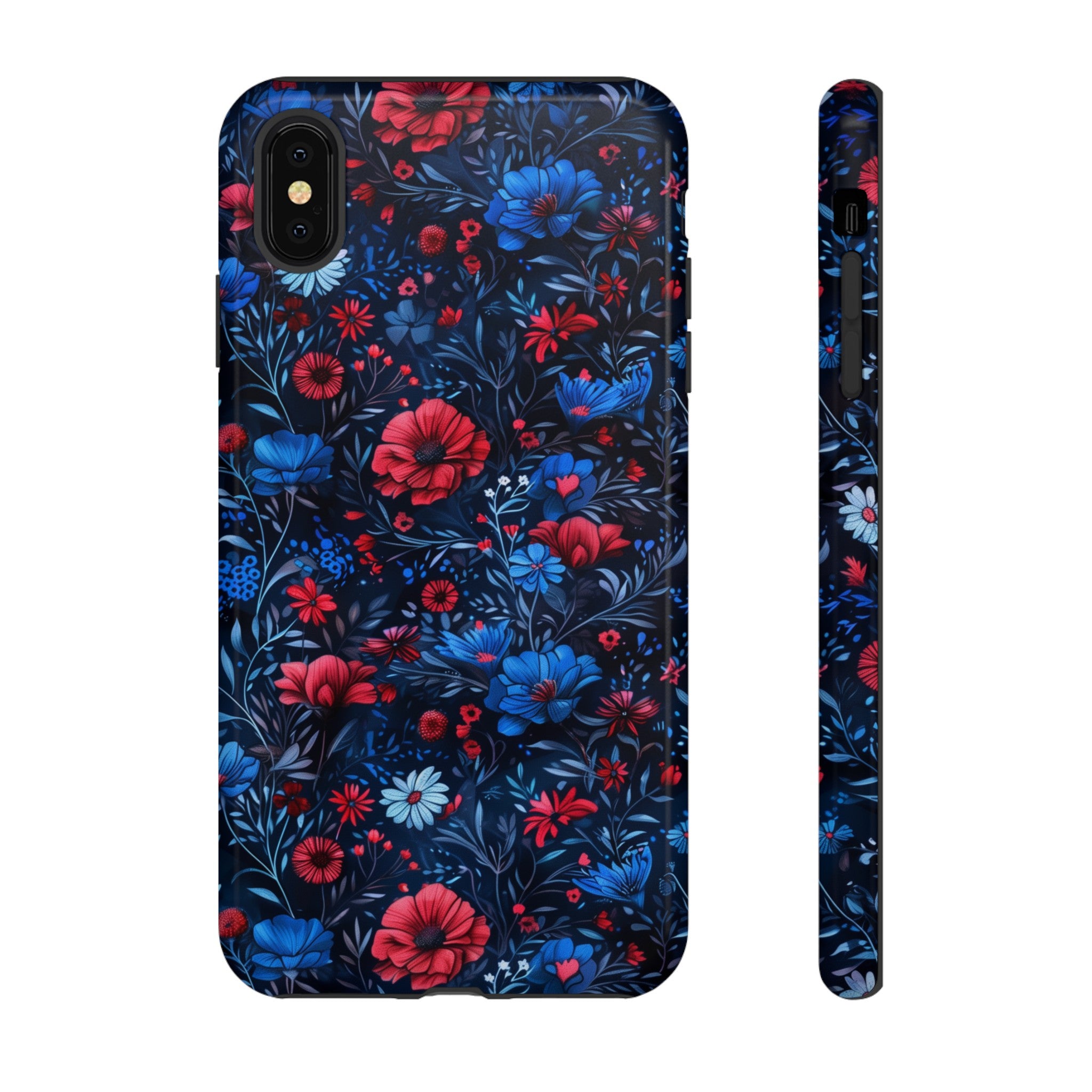 Blue Red Flower Garden Tough Case