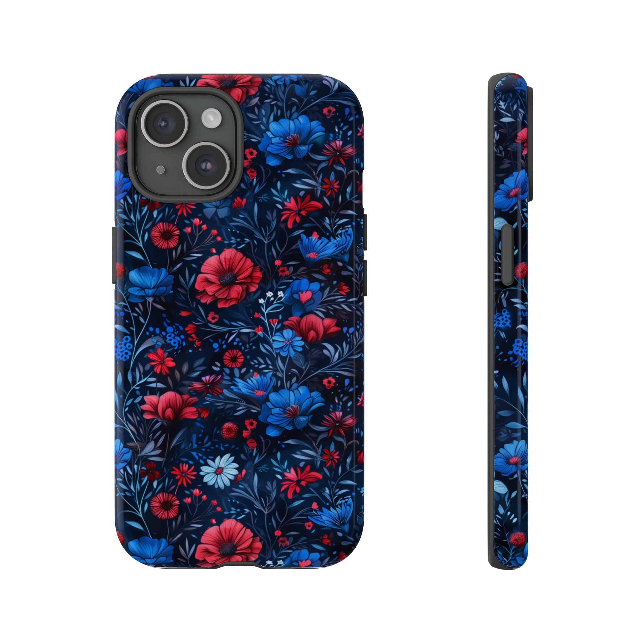 Blue Red Flower Garden Tough Case