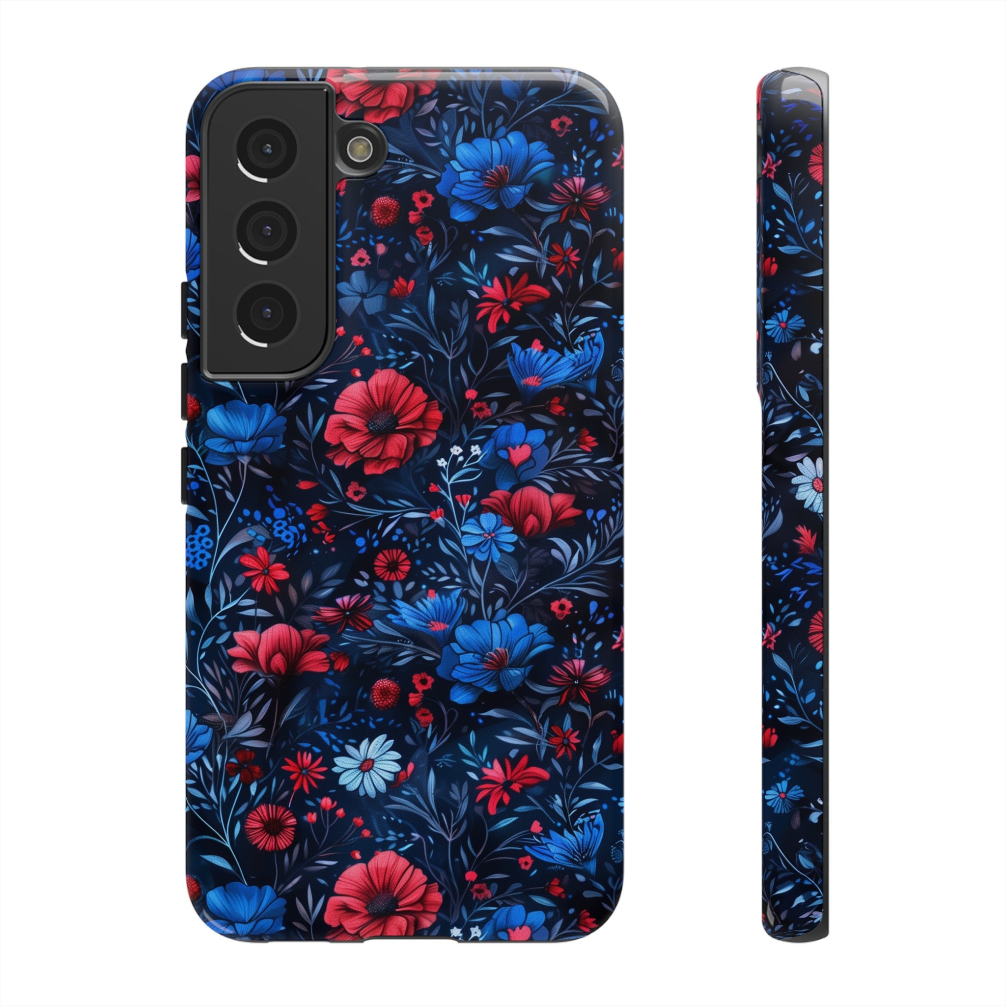 Blue Red Flower Garden Tough Case