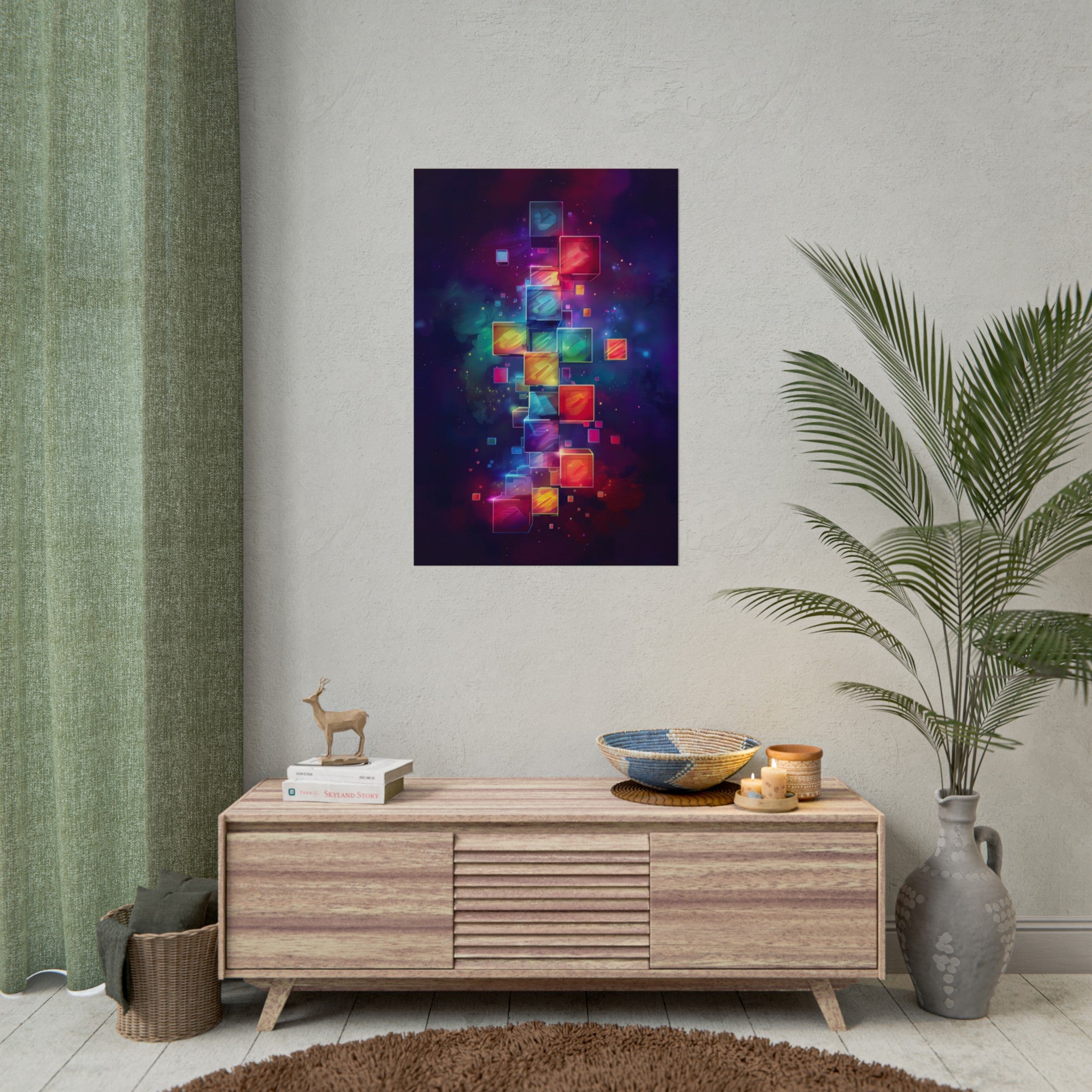 Tetris Neon Blocks Poster