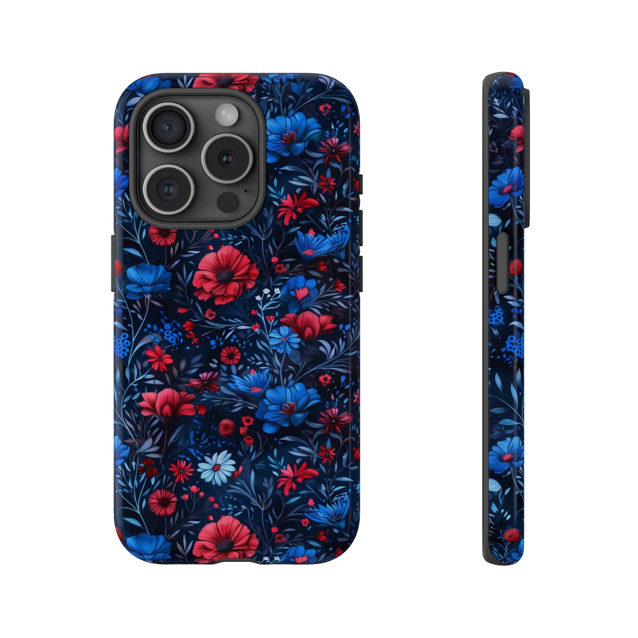 Blue Red Flower Garden Tough Case