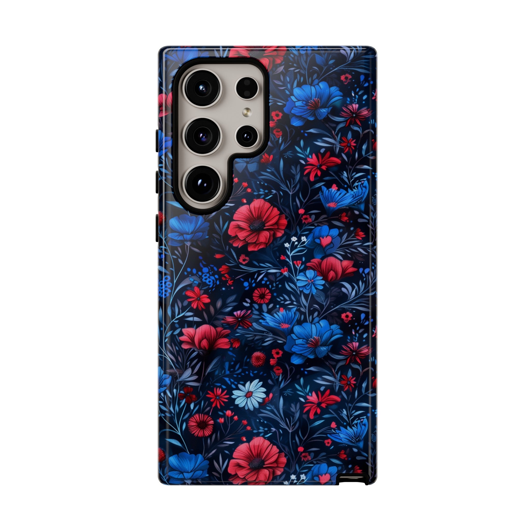 Blue Red Flower Garden Tough Case