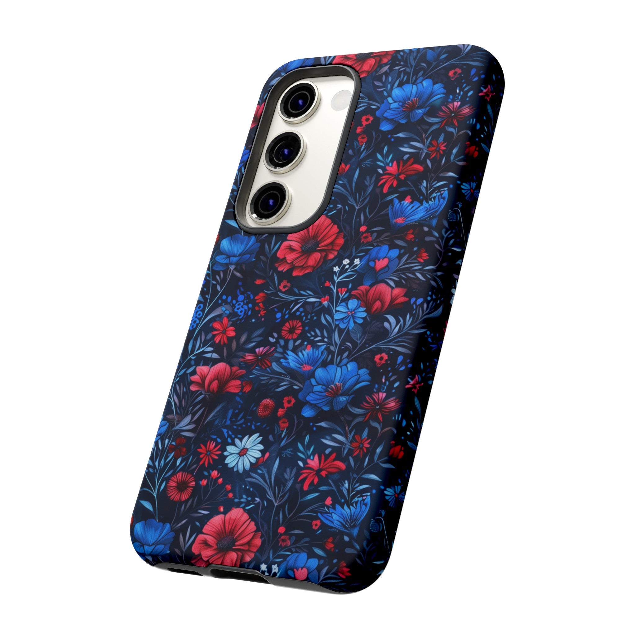 Blue Red Flower Garden Tough Case