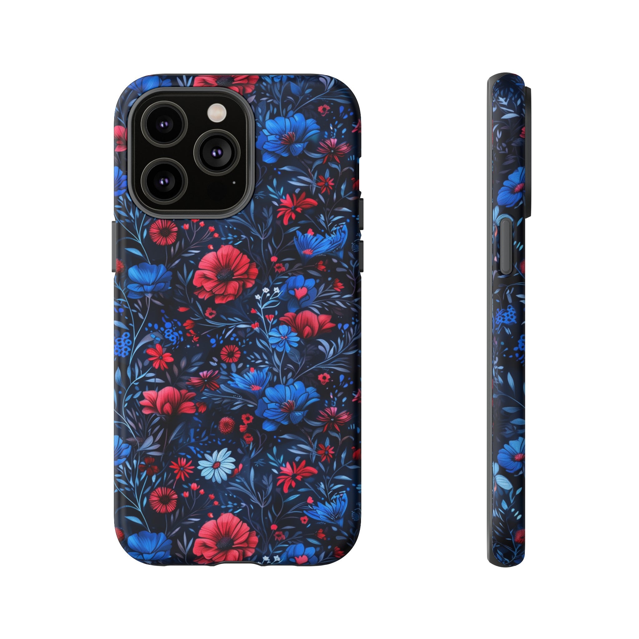 Blue Red Flower Garden Tough Case