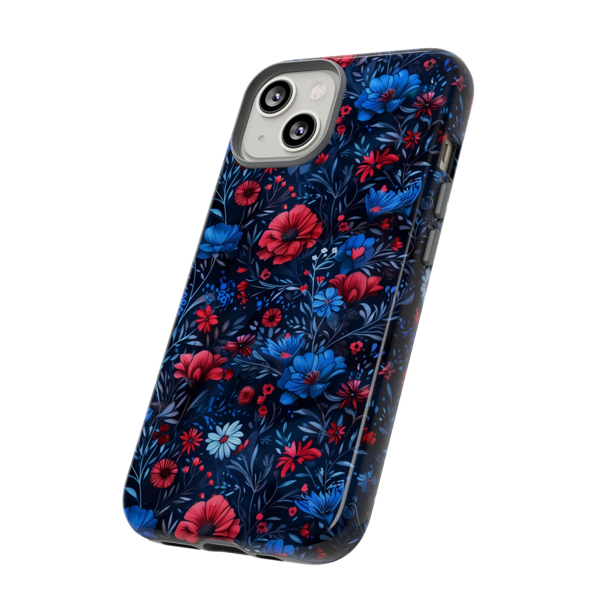 Blue Red Flower Garden Tough Case