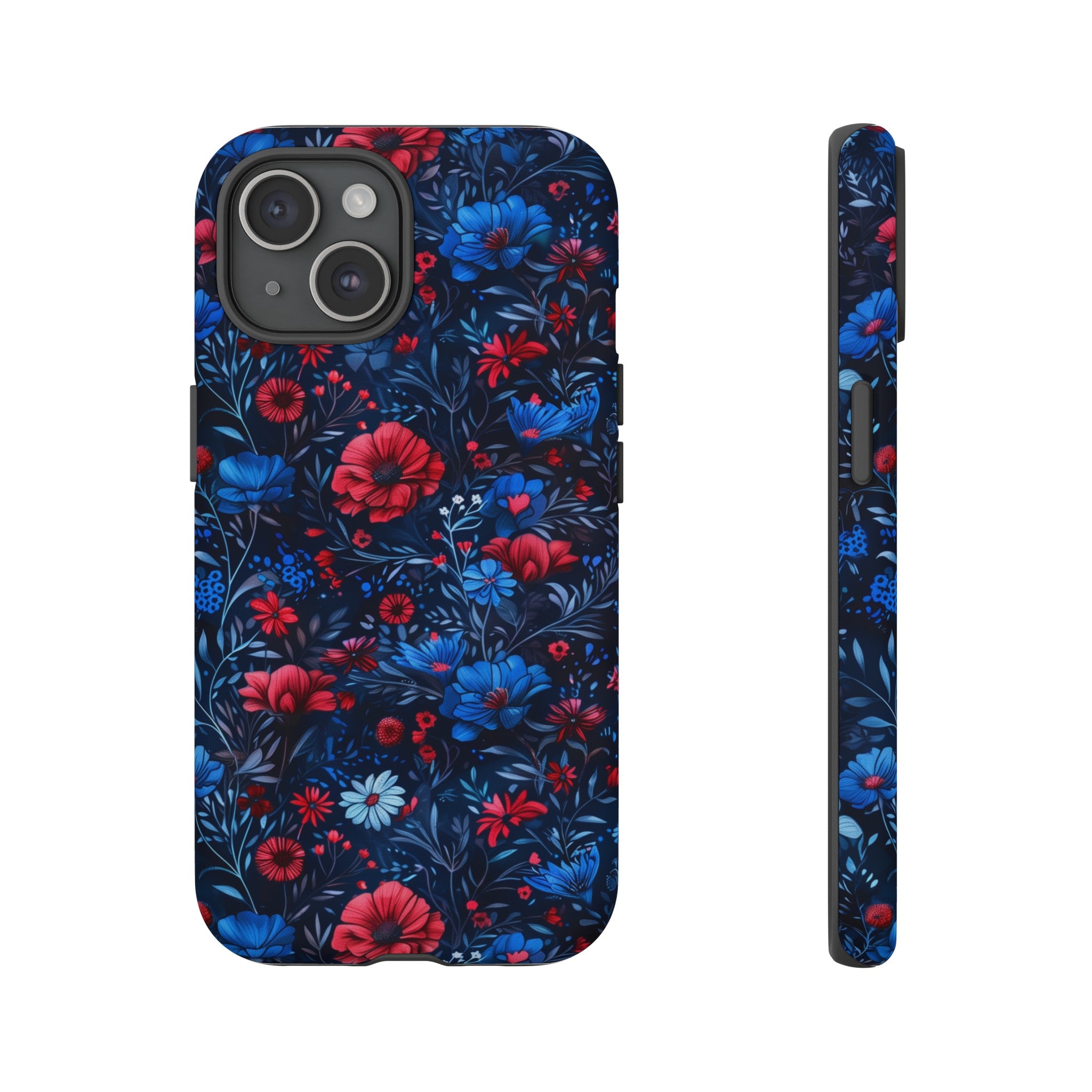 Blue Red Flower Garden Tough Case