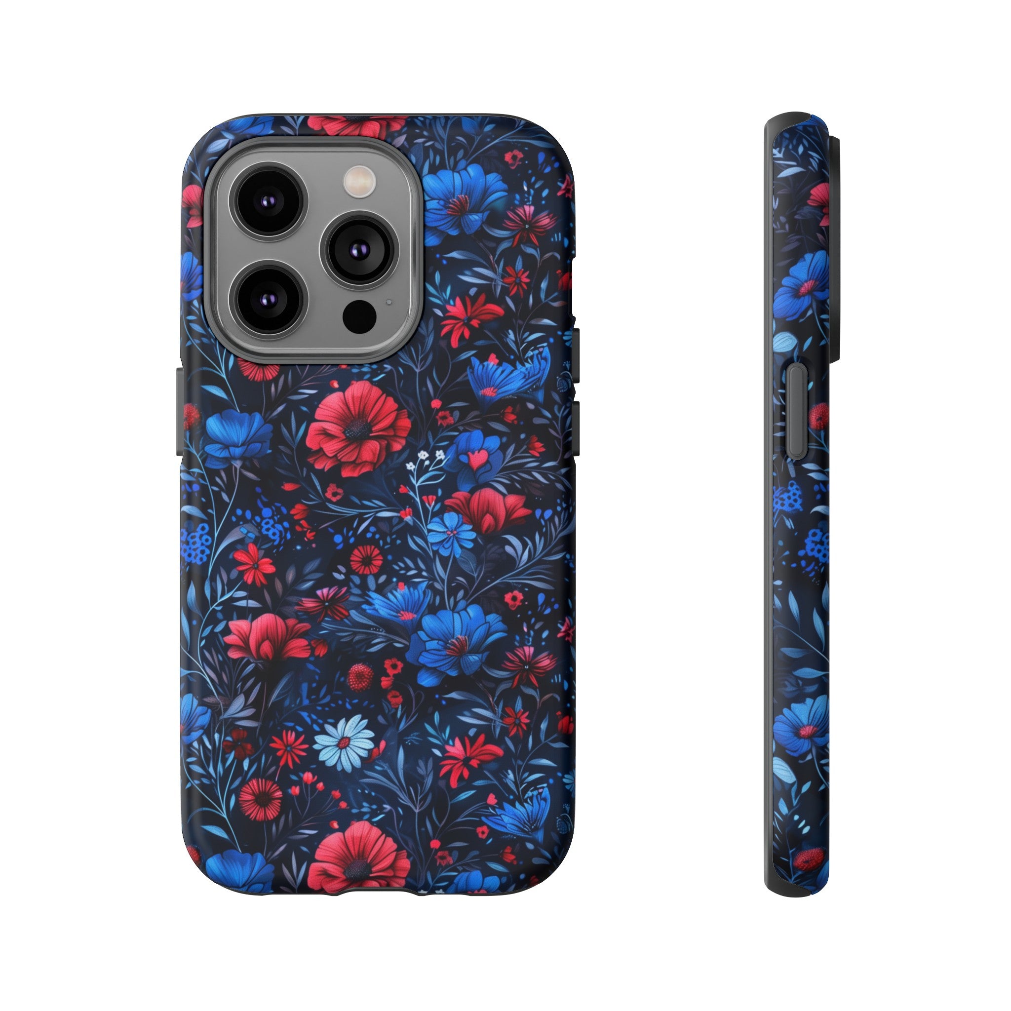 Blue Red Flower Garden Tough Case