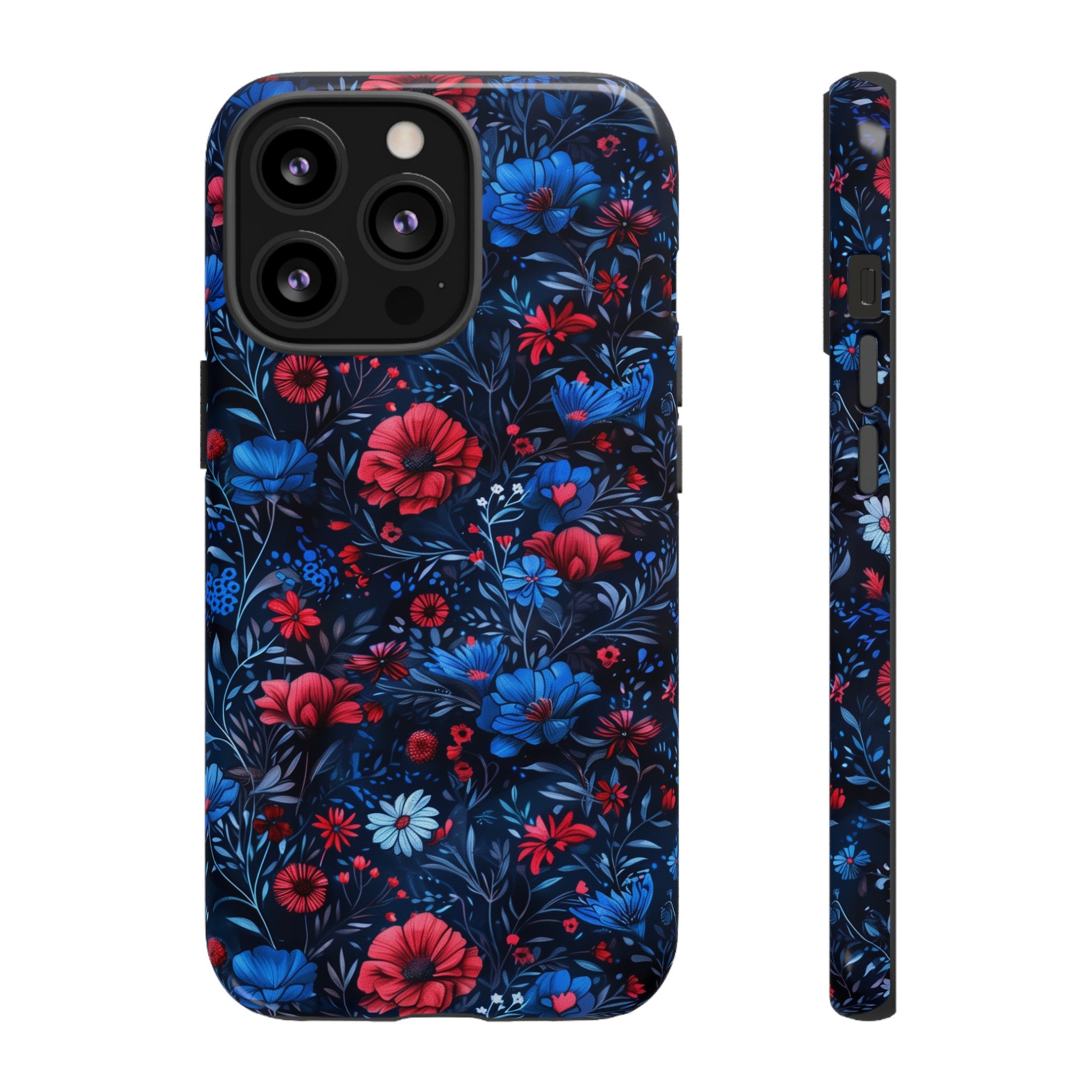 Blue Red Flower Garden Tough Case