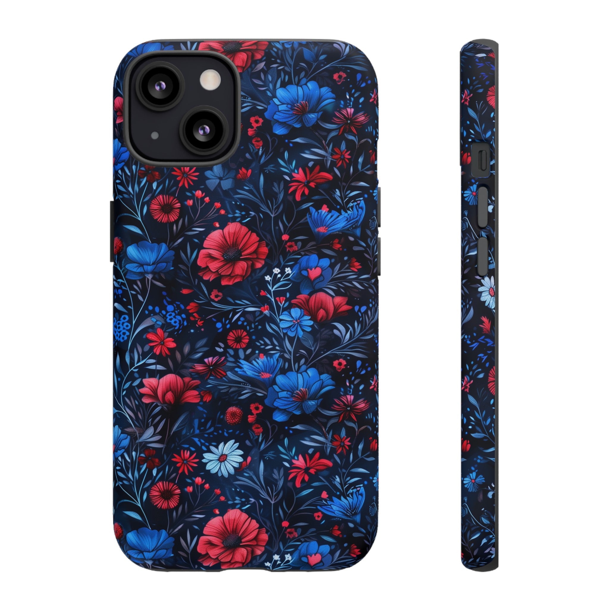 Blue Red Flower Garden Tough Case