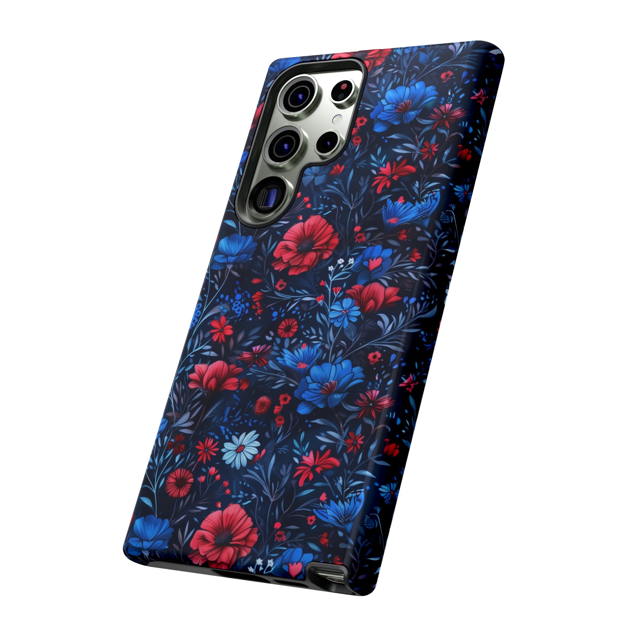 Blue Red Flower Garden Tough Case