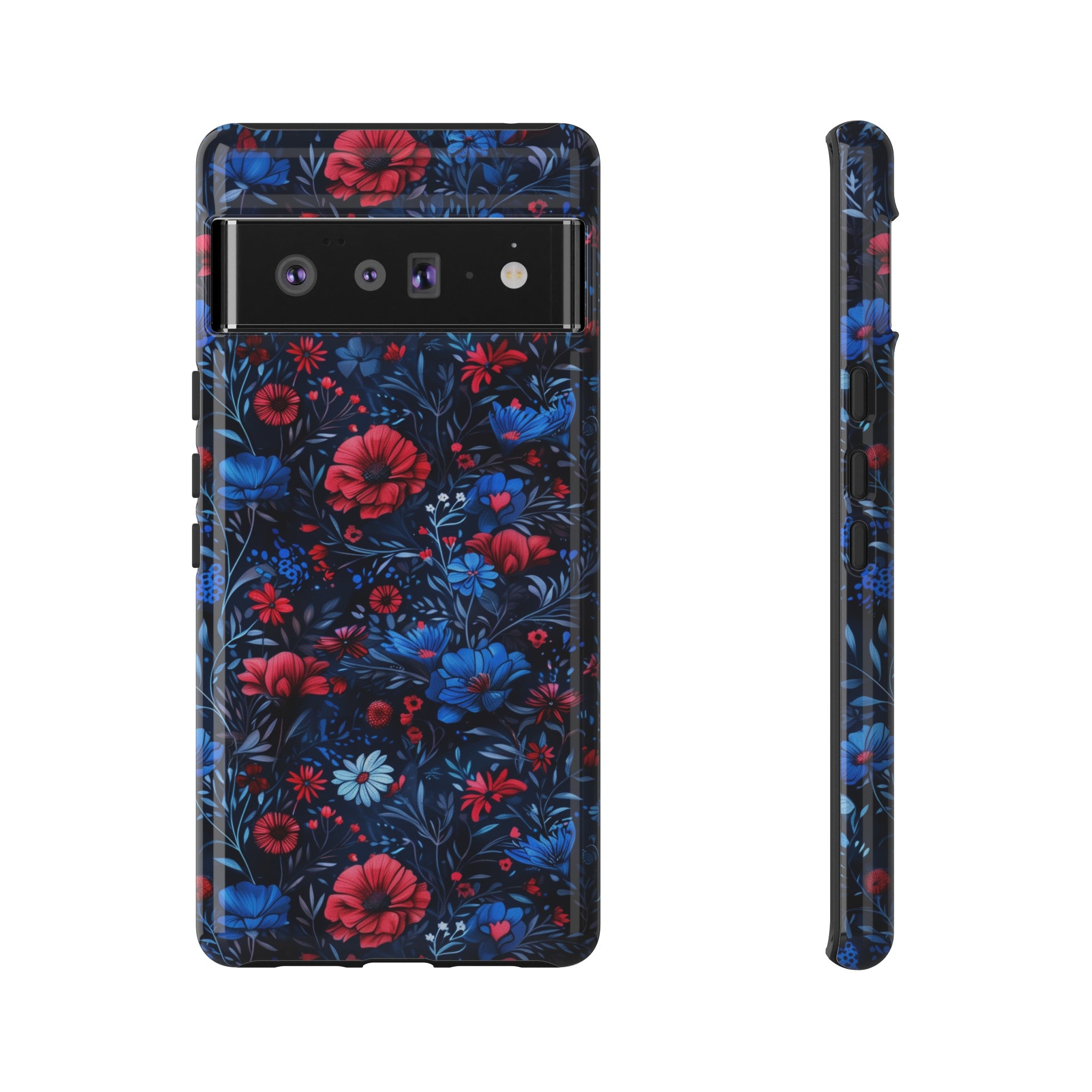 Blue Red Flower Garden Tough Case