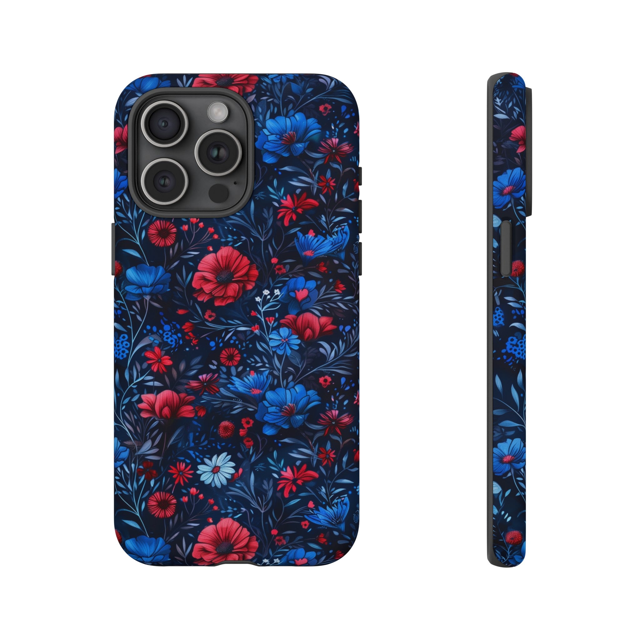 Blue Red Flower Garden Tough Case