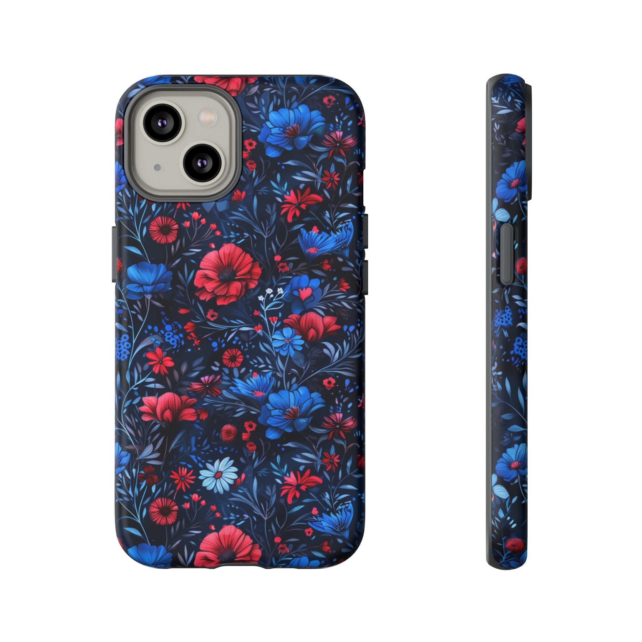 Blue Red Flower Garden Tough Case