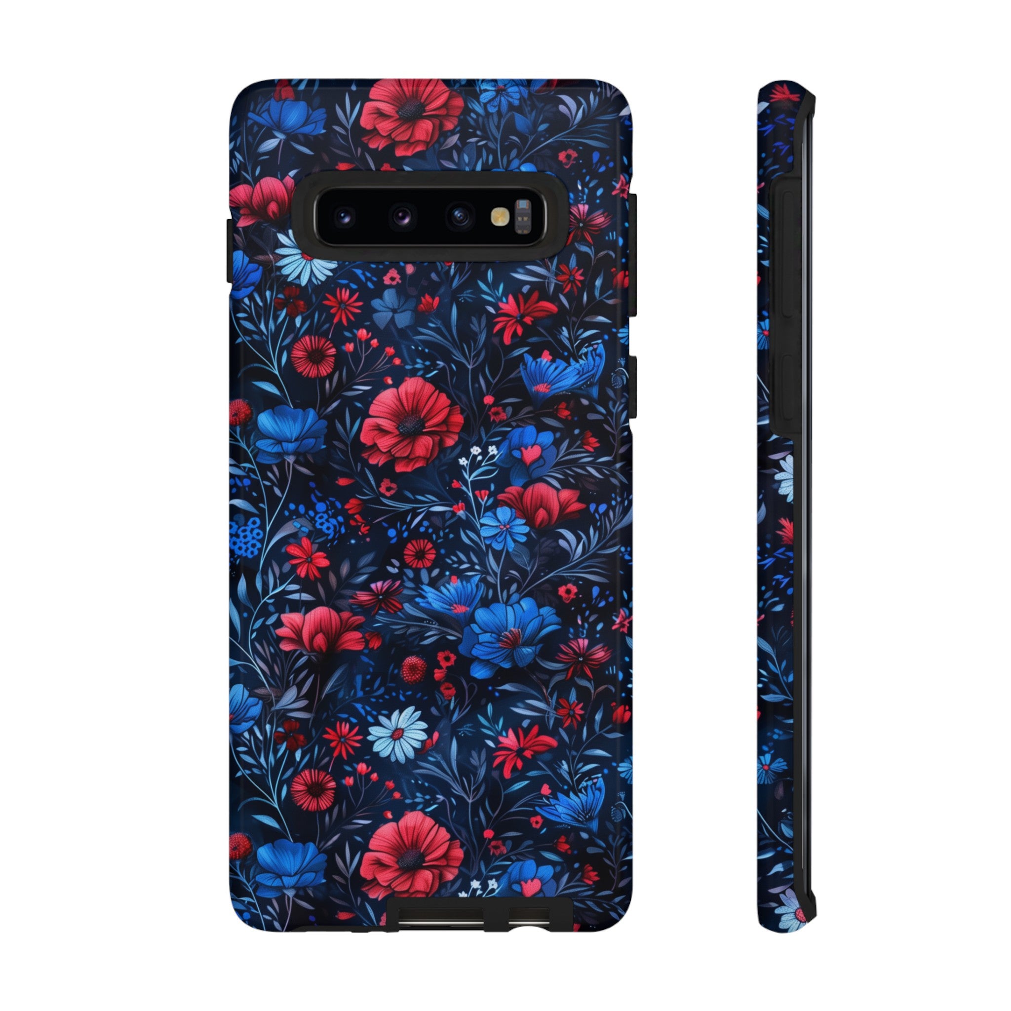 Blue Red Flower Garden Tough Case