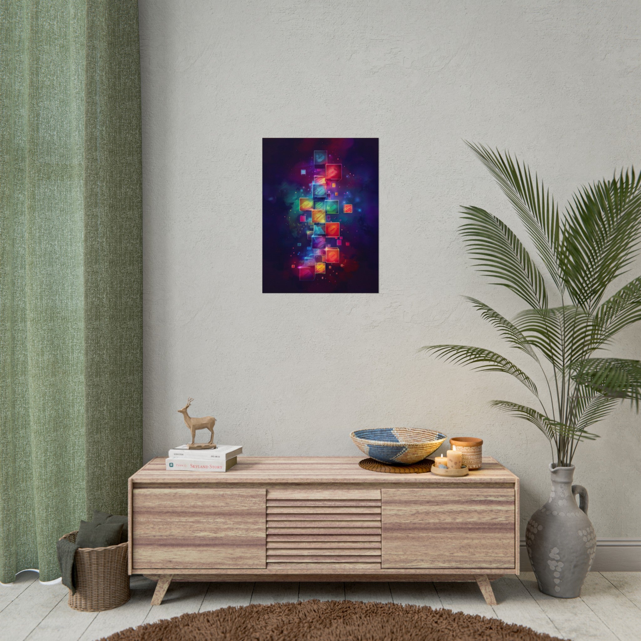 Tetris Neon Blocks Poster