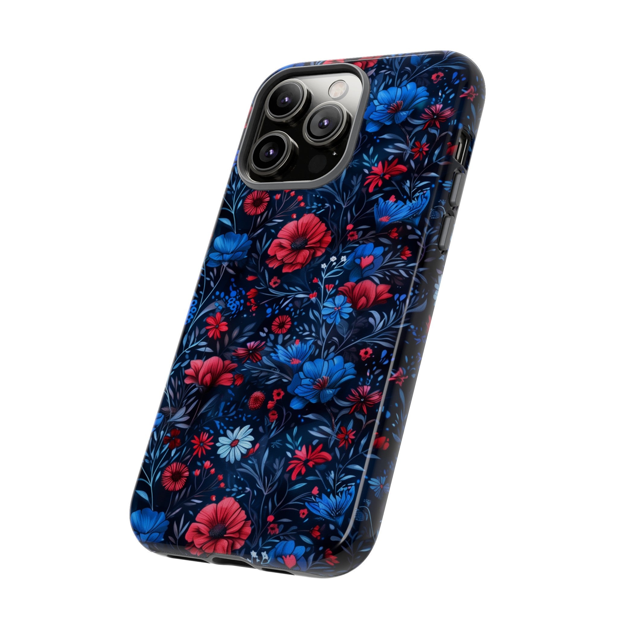 Blue Red Flower Garden Tough Case