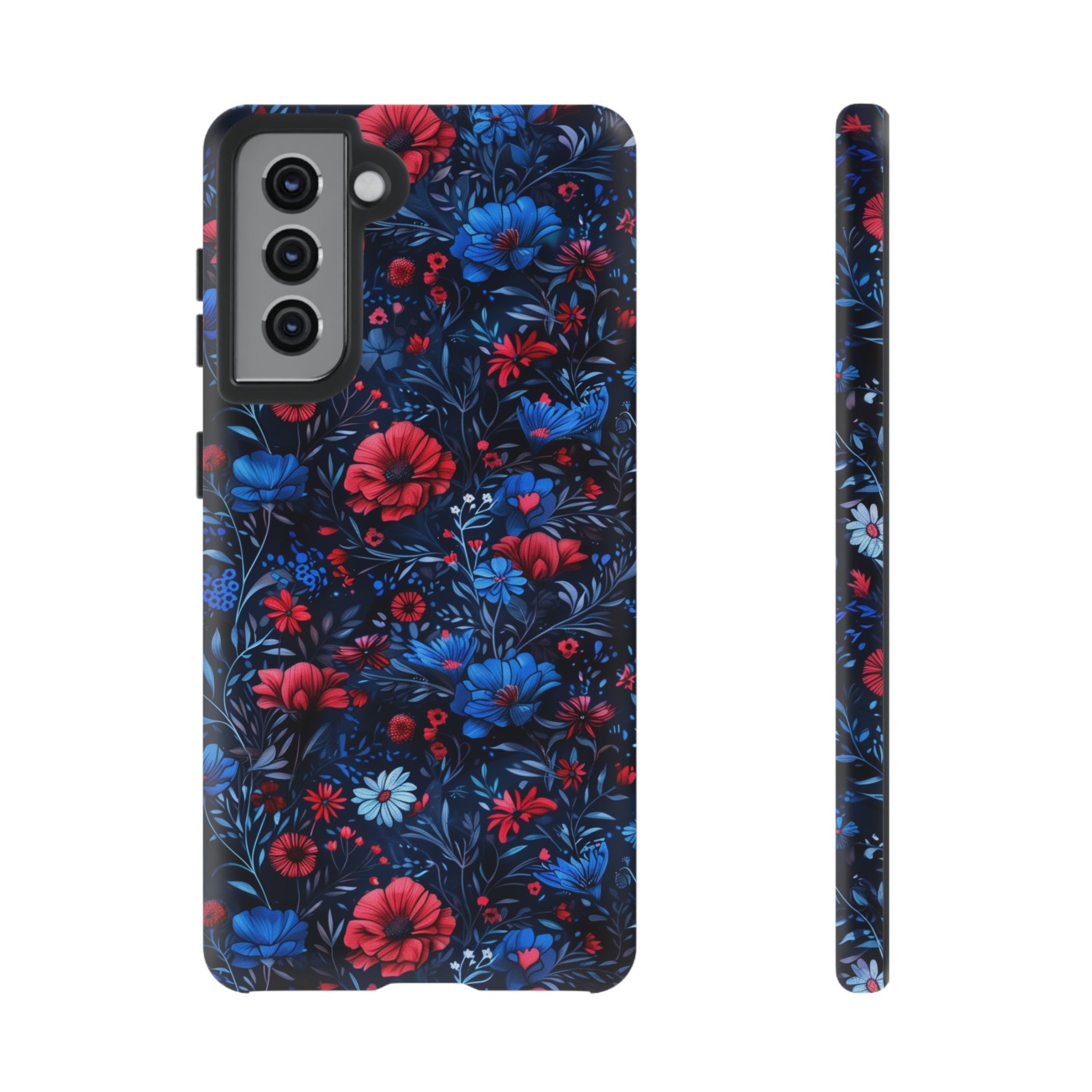 Blue Red Flower Garden Tough Case