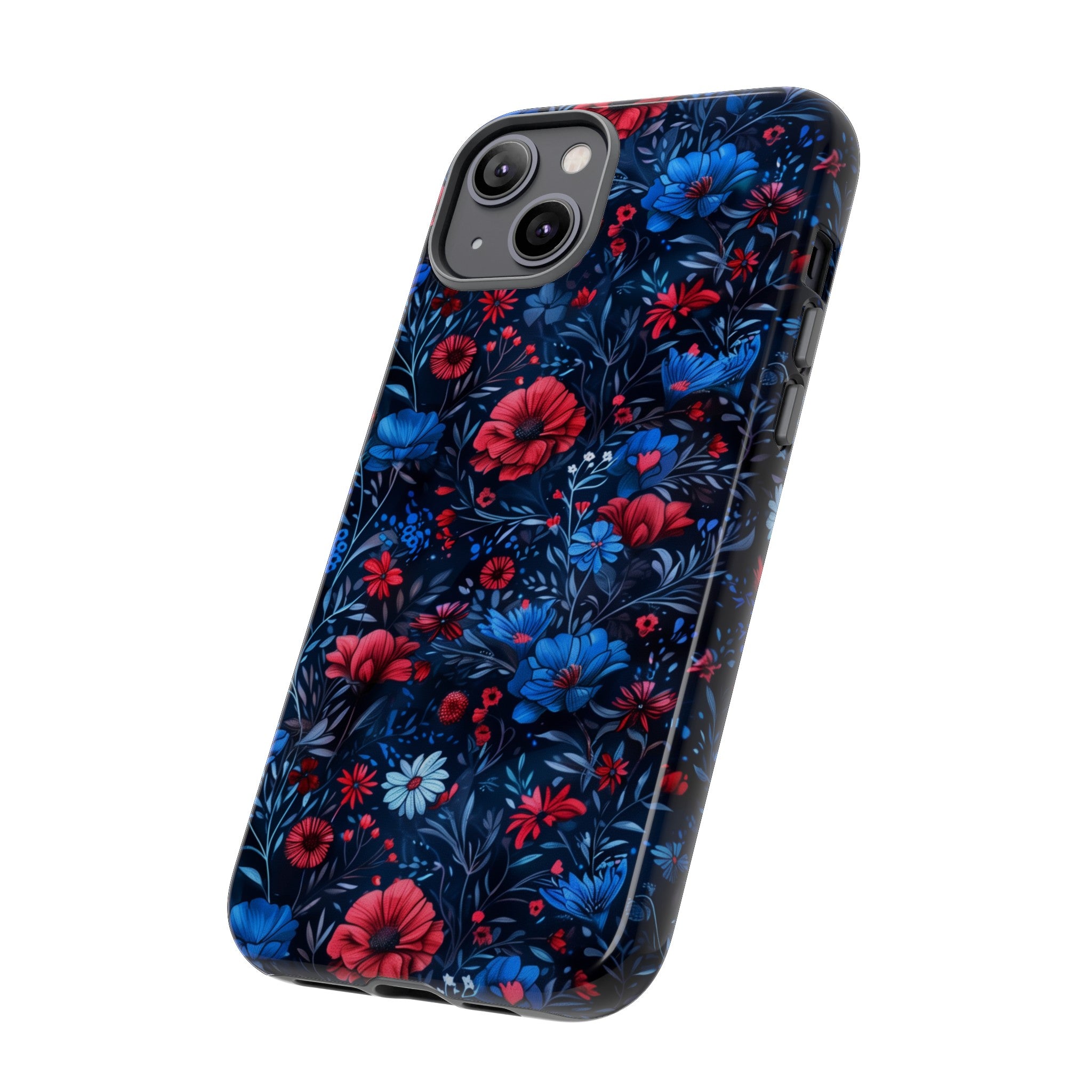 Blue Red Flower Garden Tough Case