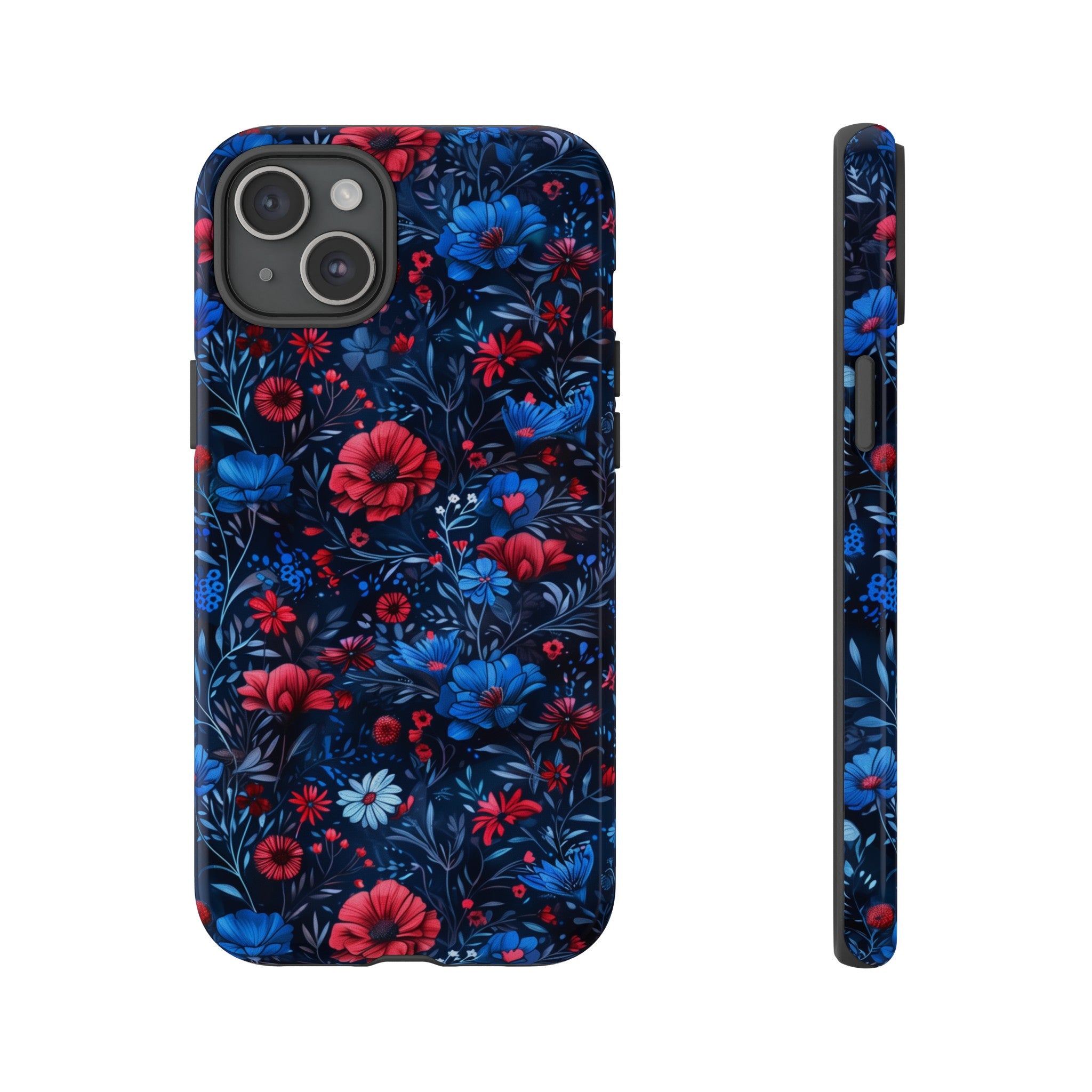 Blue Red Flower Garden Tough Case