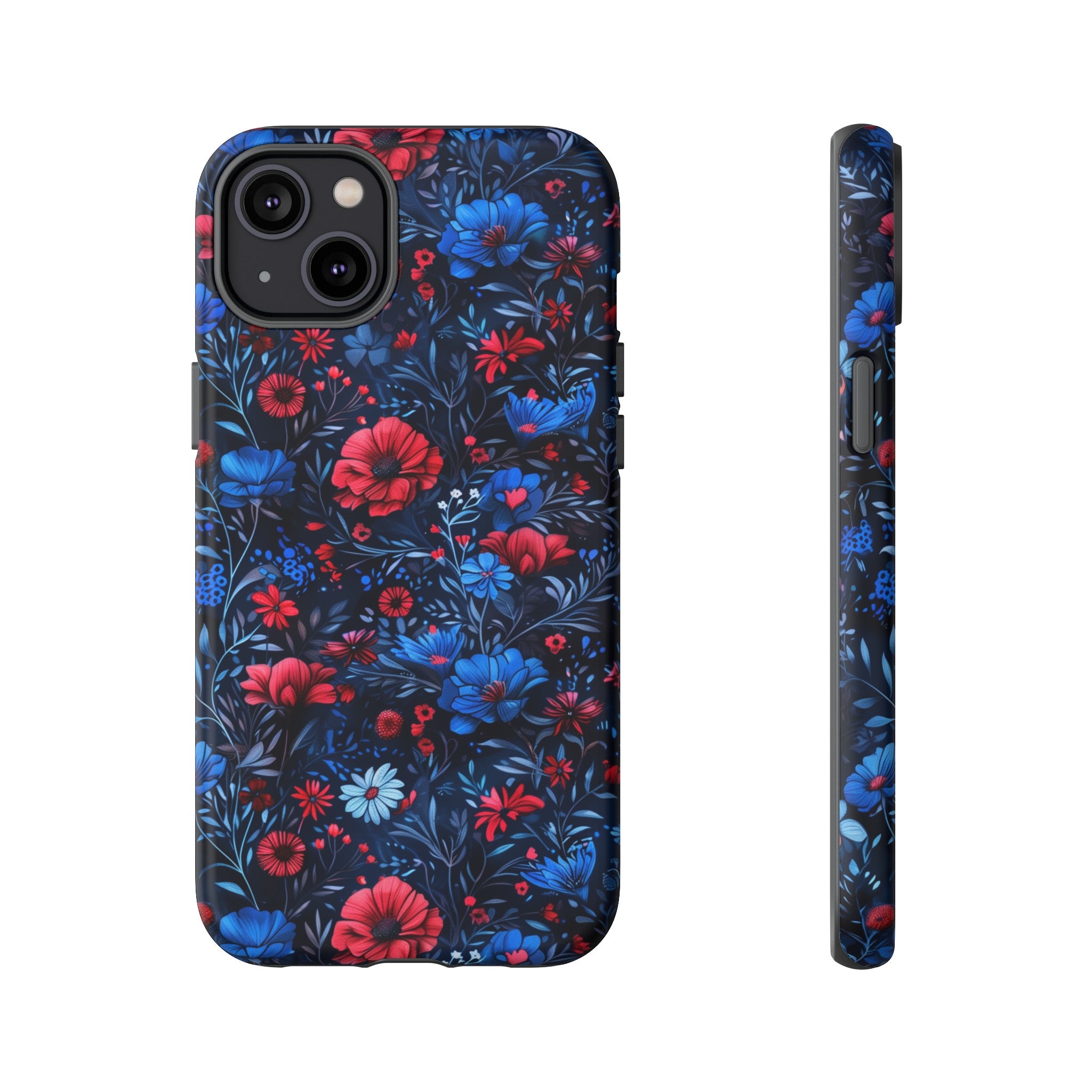 Blue Red Flower Garden Tough Case