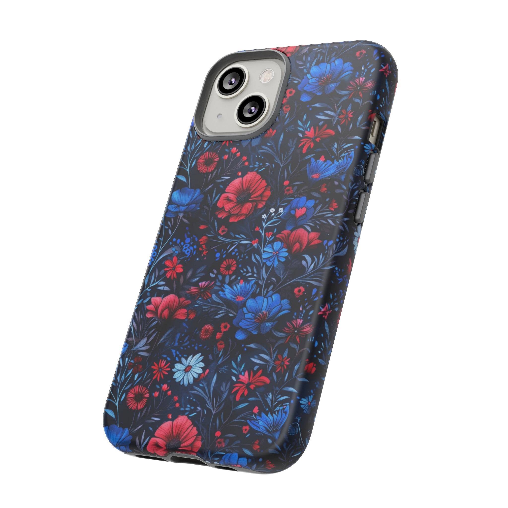 Blue Red Flower Garden Tough Case