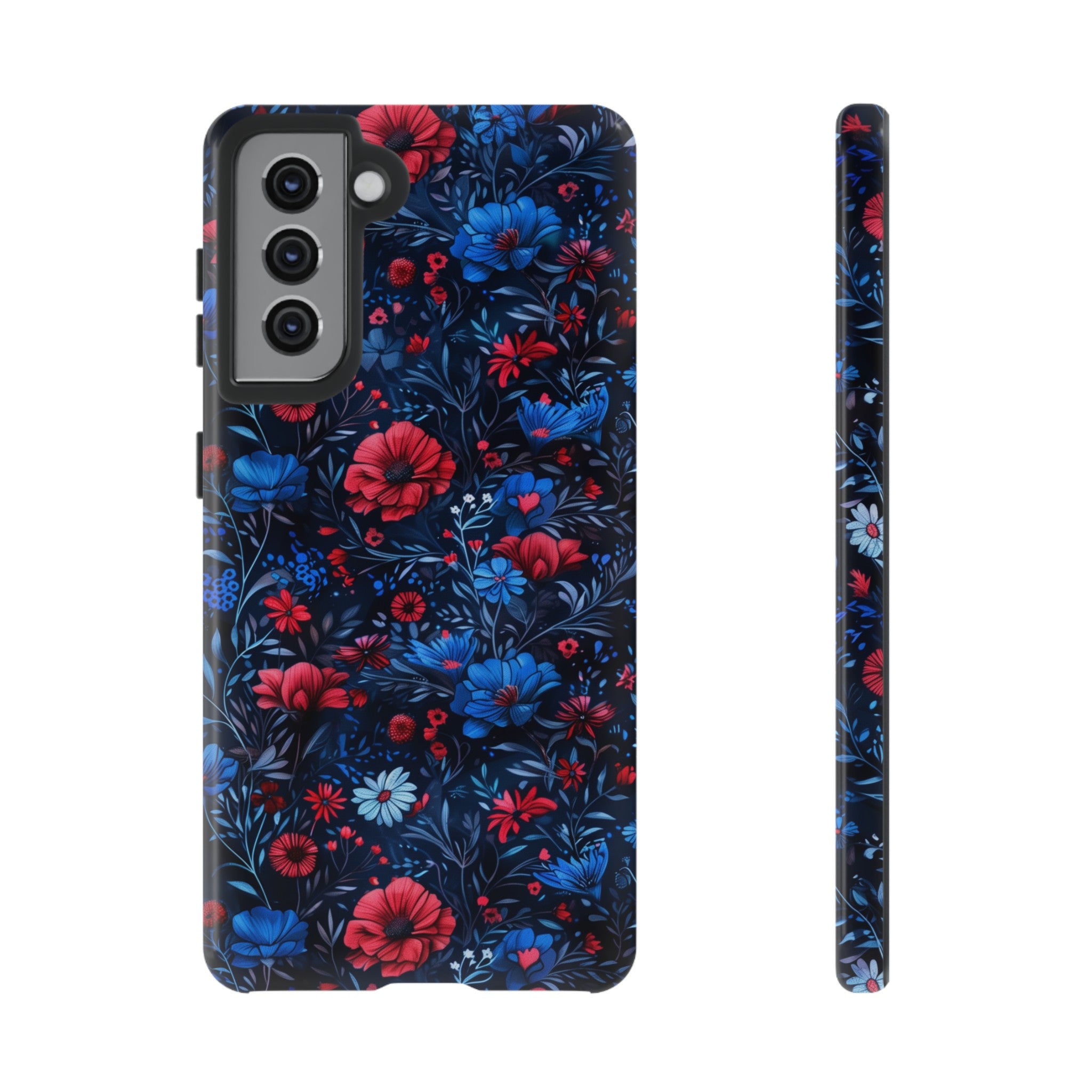 Blue Red Flower Garden Tough Case