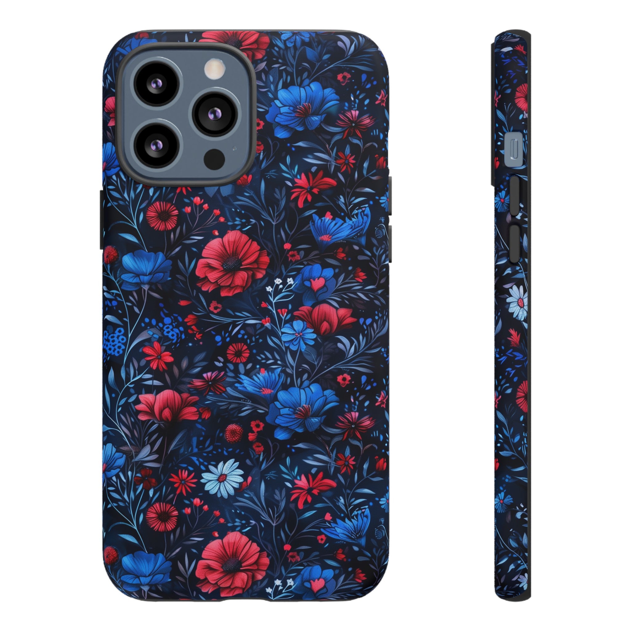 Blue Red Flower Garden Tough Case