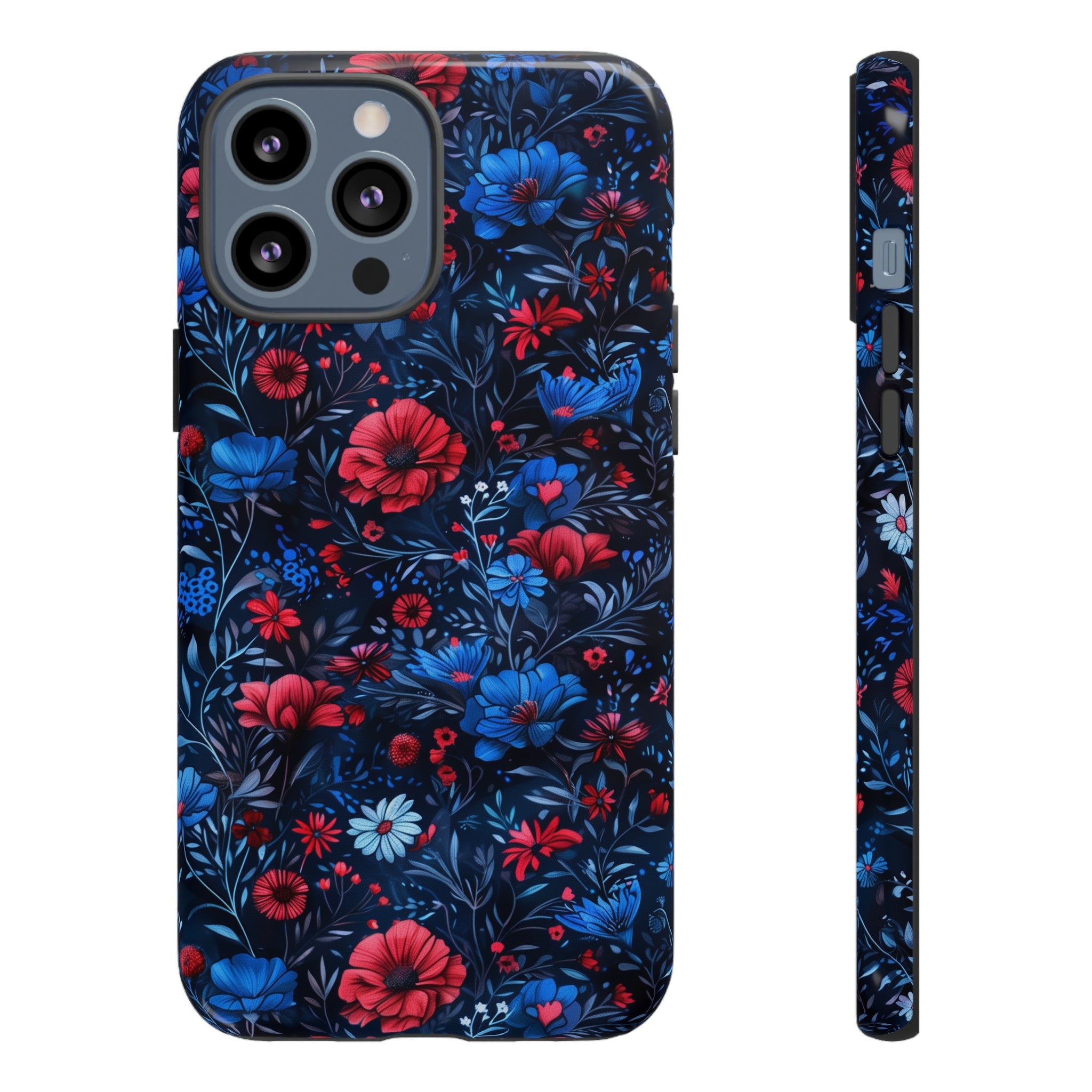 Blue Red Flower Garden Tough Case