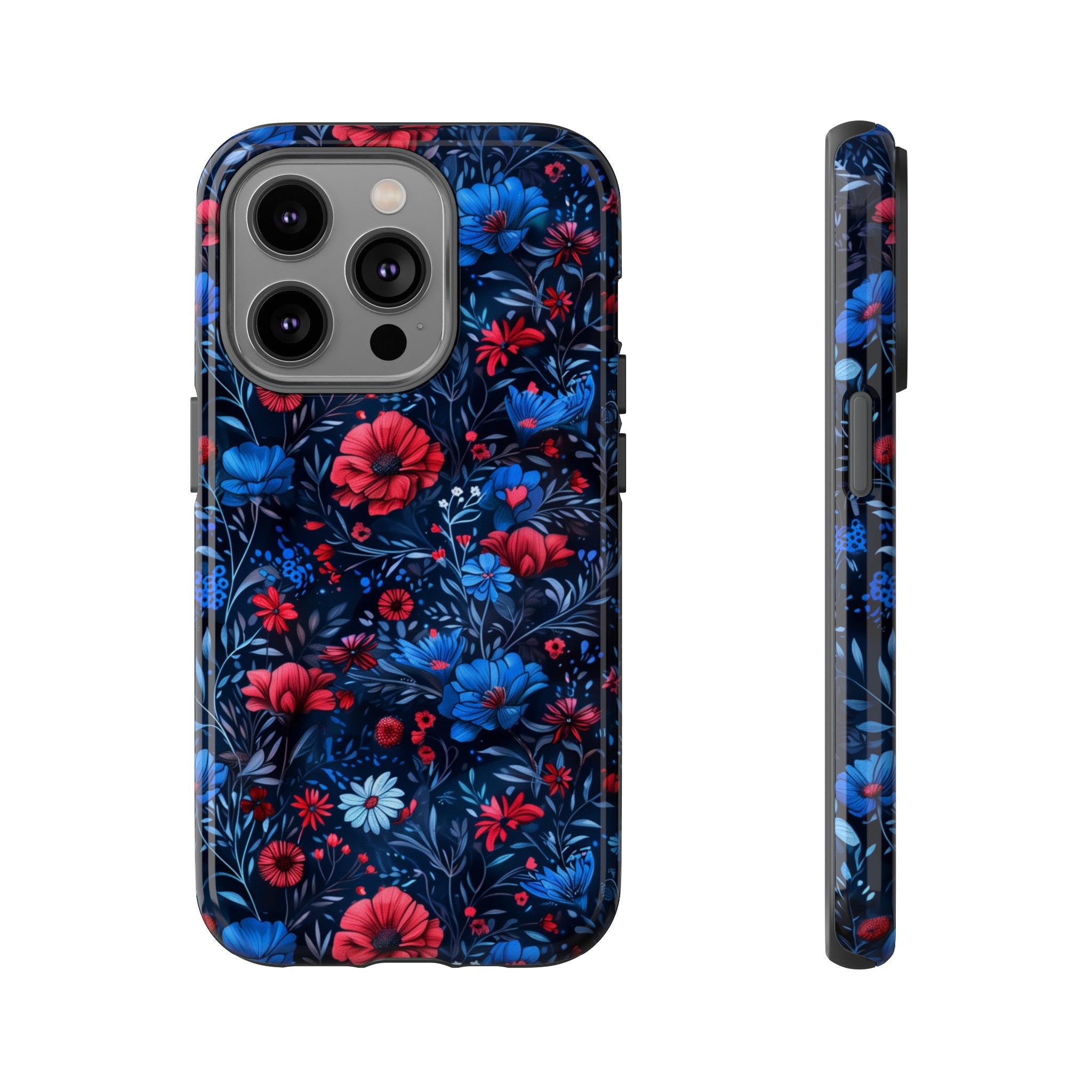 Blue Red Flower Garden Tough Case