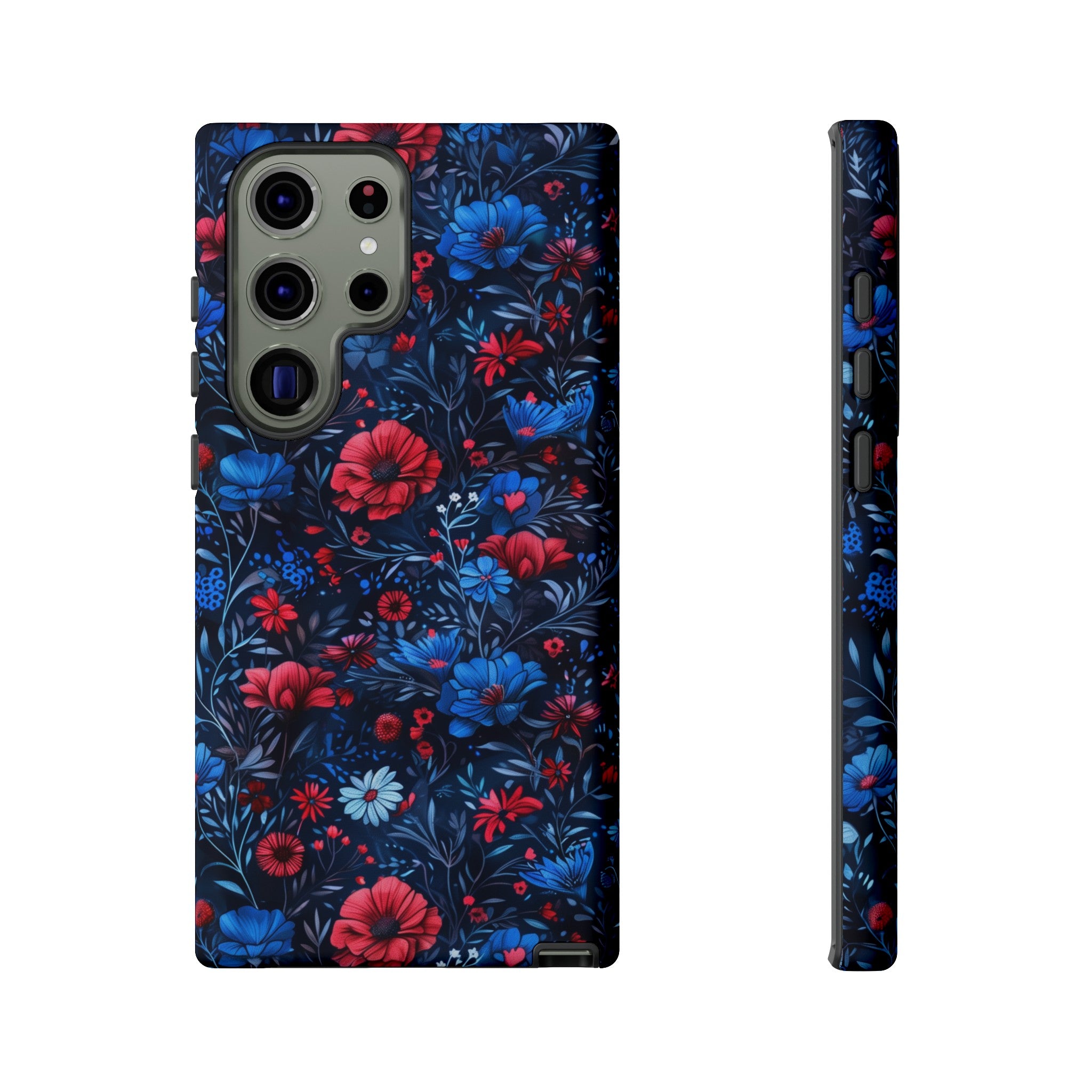 Blue Red Flower Garden Tough Case