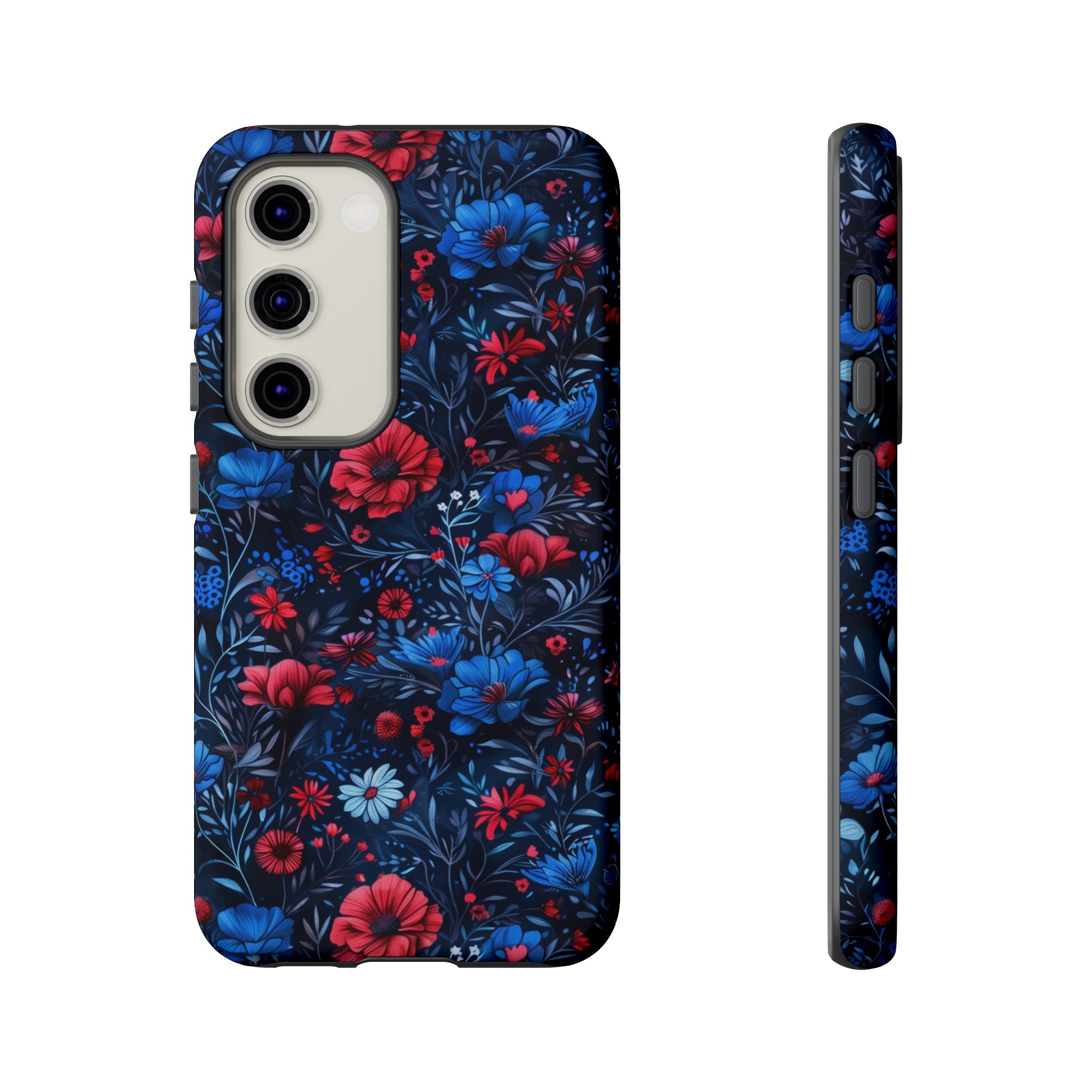 Blue Red Flower Garden Tough Case