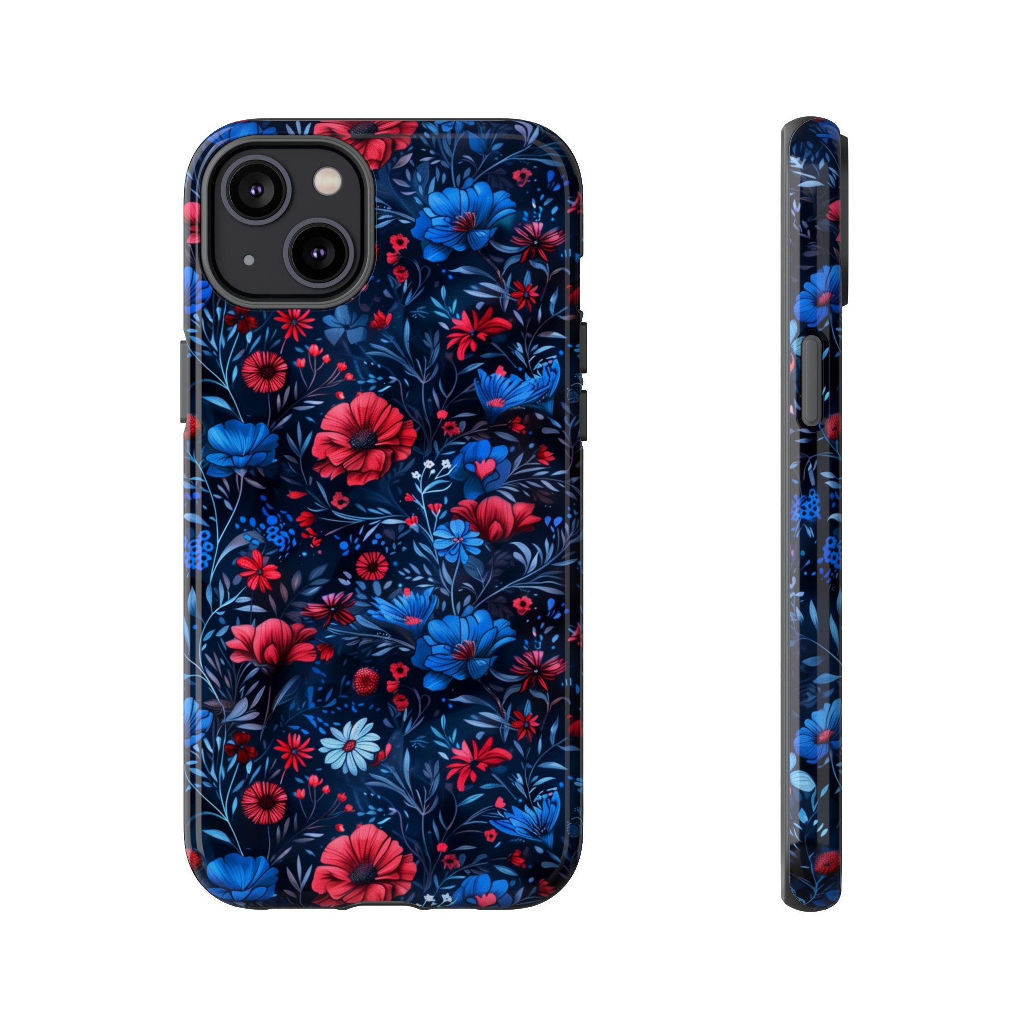 Blue Red Flower Garden Tough Case