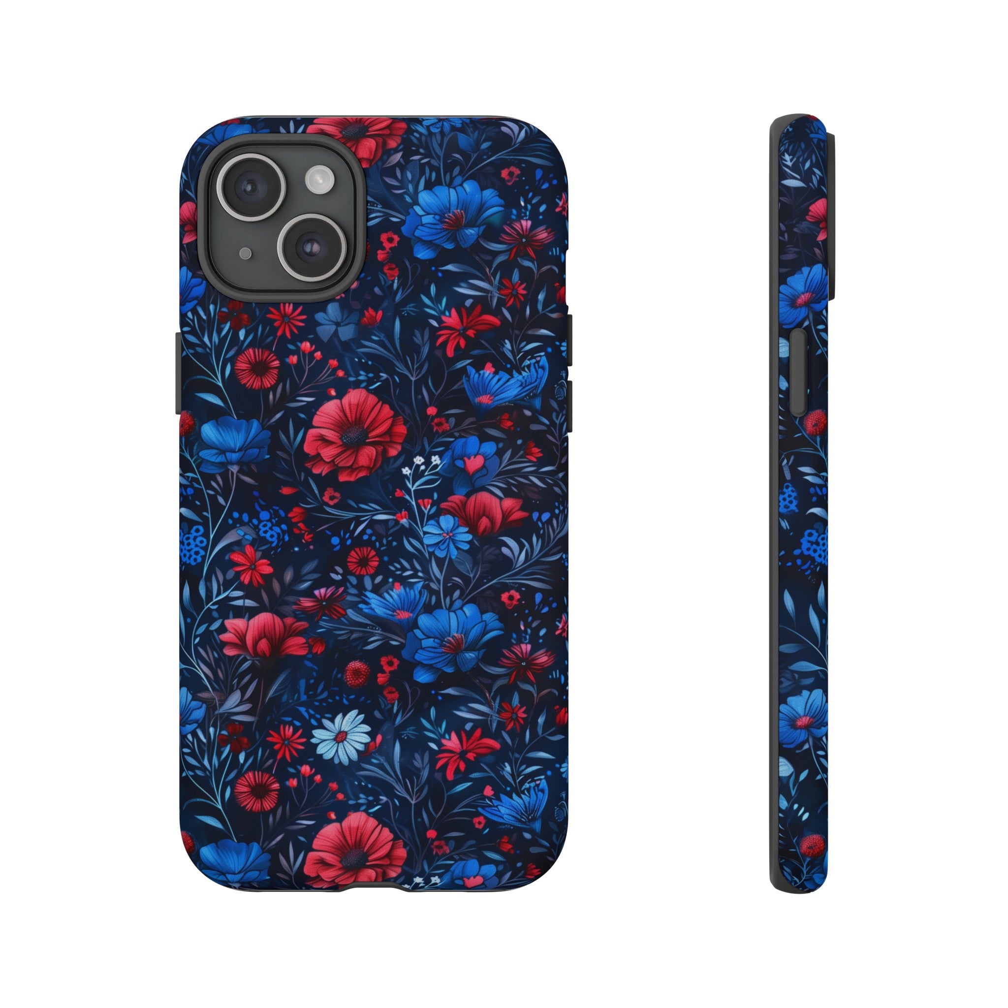 Blue Red Flower Garden Tough Case