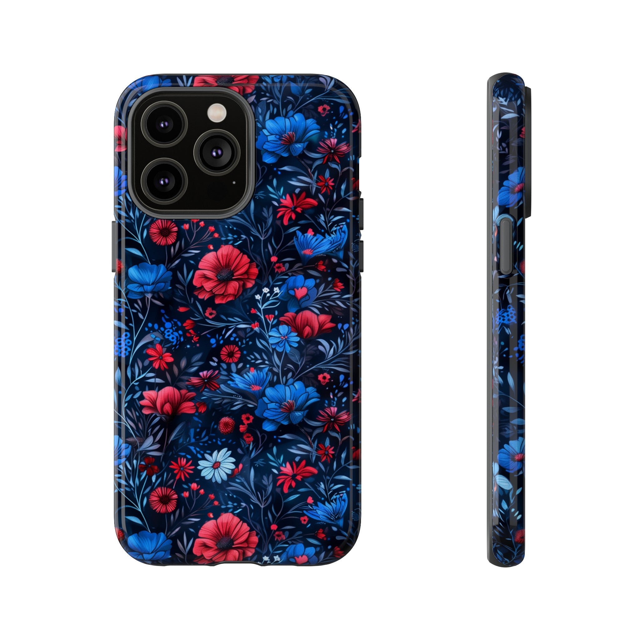 Blue Red Flower Garden Tough Case