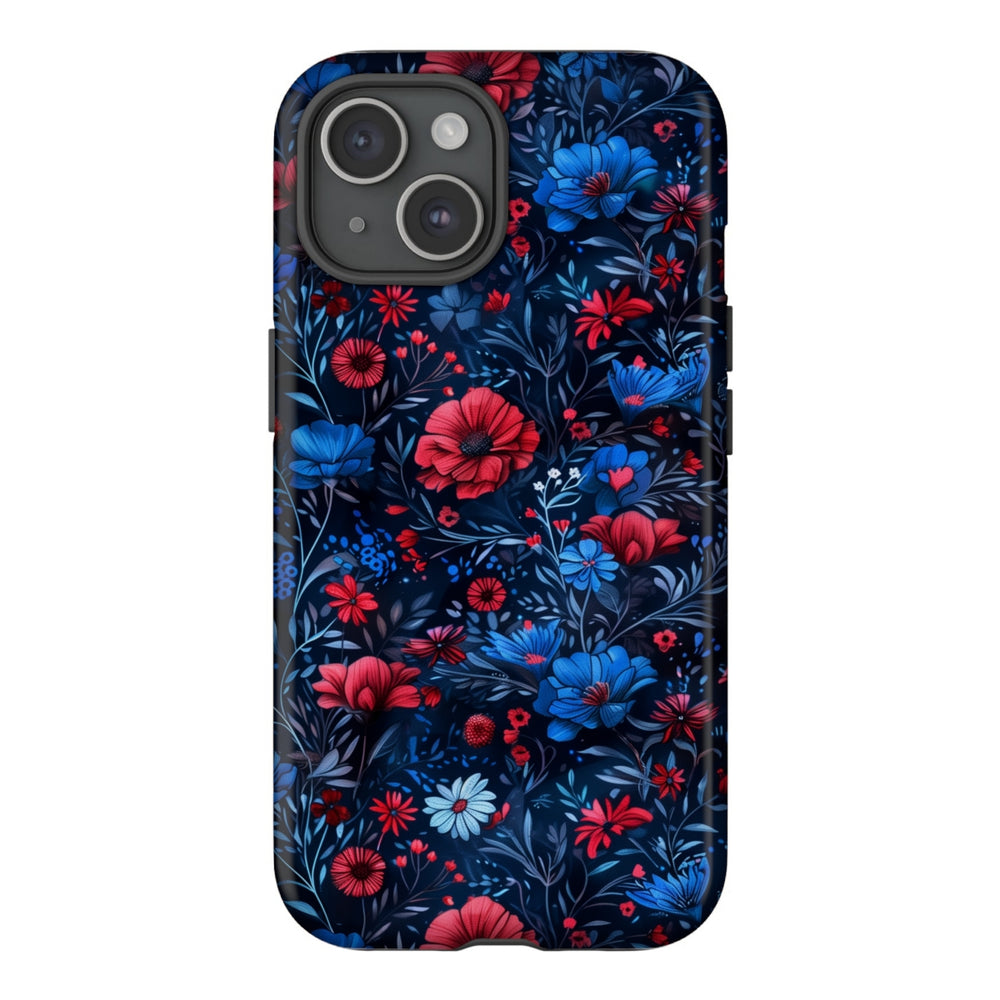 Blue Red Flower Garden Tough Case